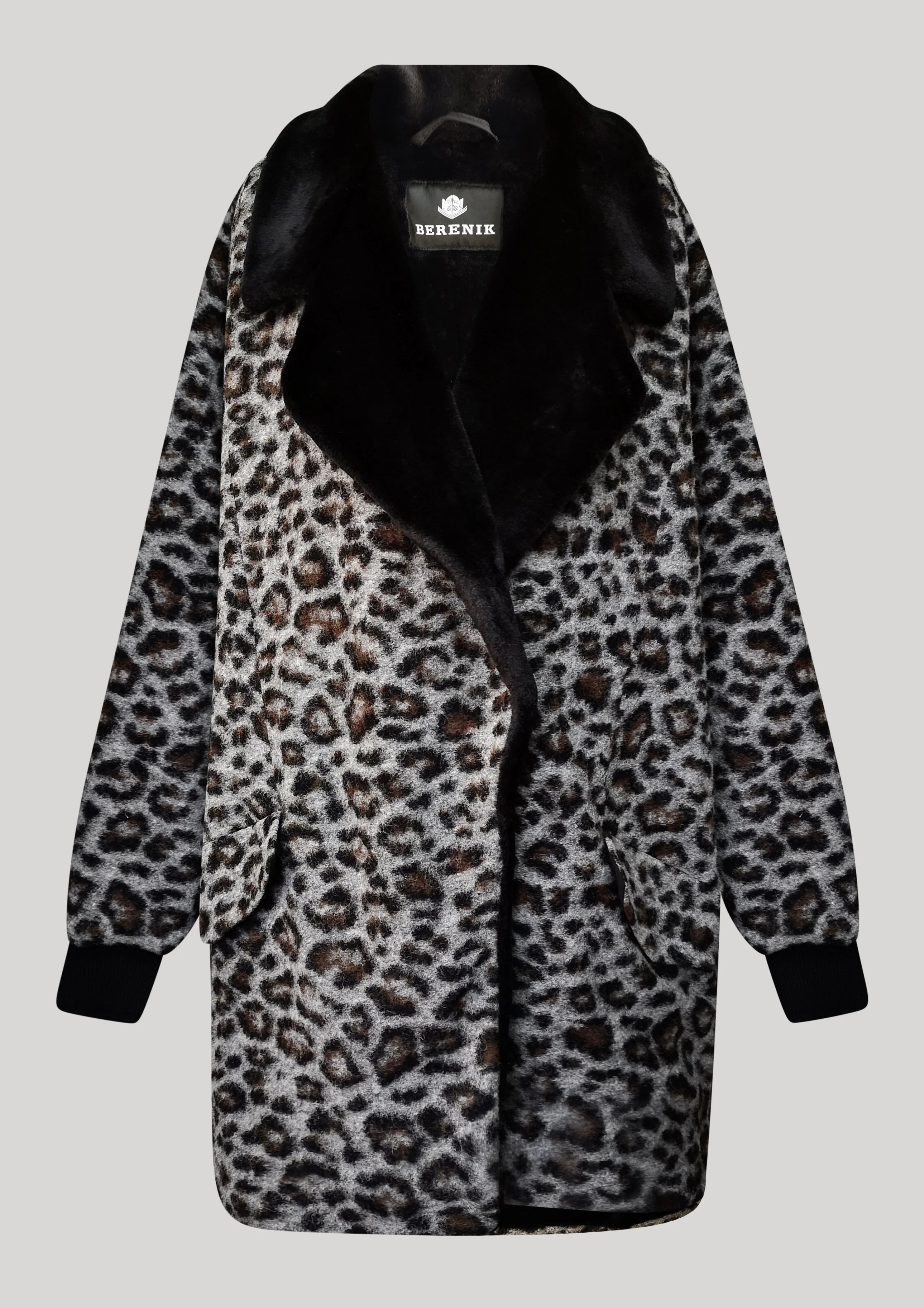 Berenik FUR LINING WOOL COATING COAT - animal print - Image 2