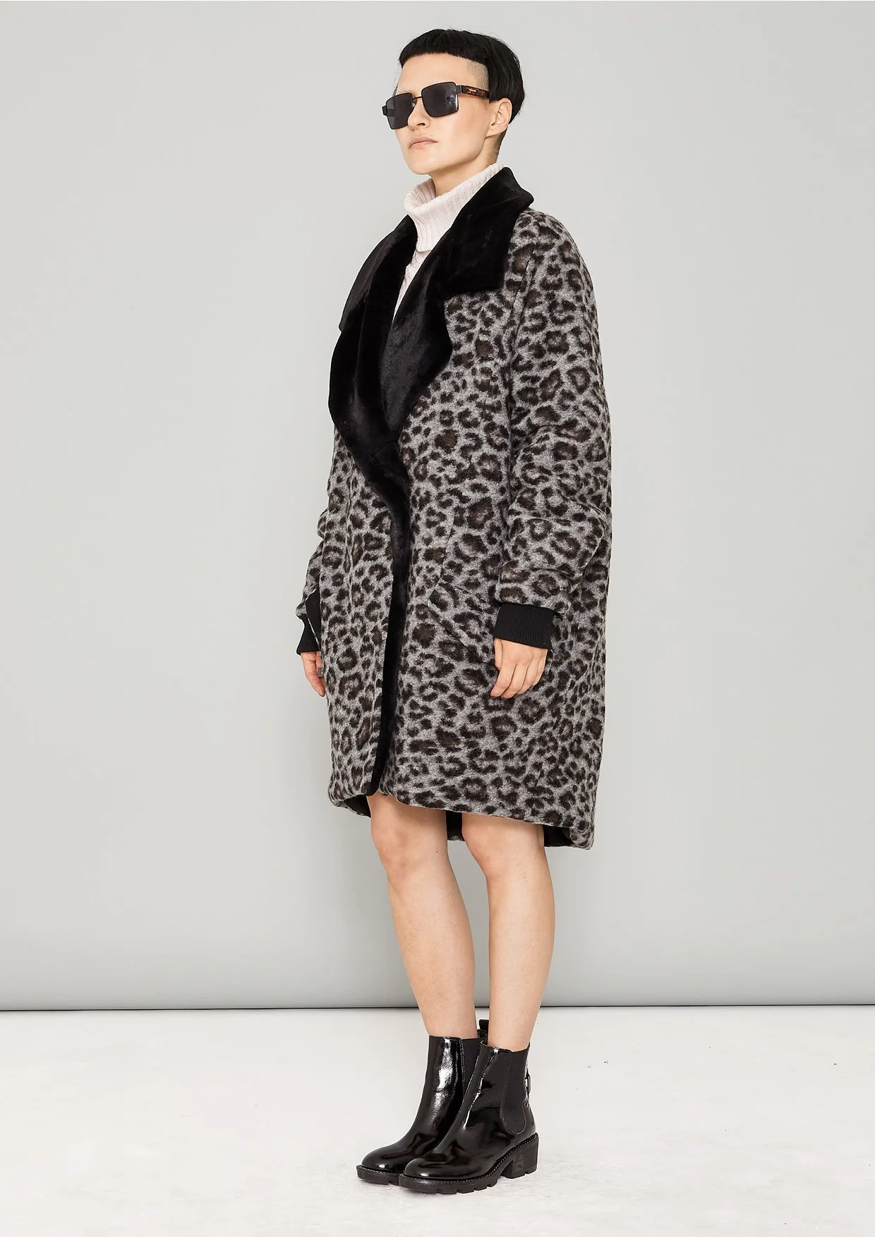 Berenik FUR LINING WOOL COATING COAT - animal print - Image 3