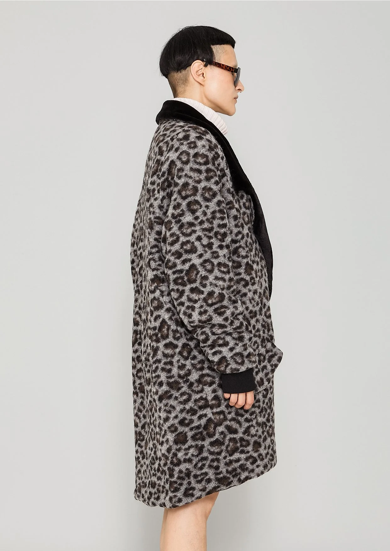 Berenik FUR LINING WOOL COATING COAT - animal print - Image 4