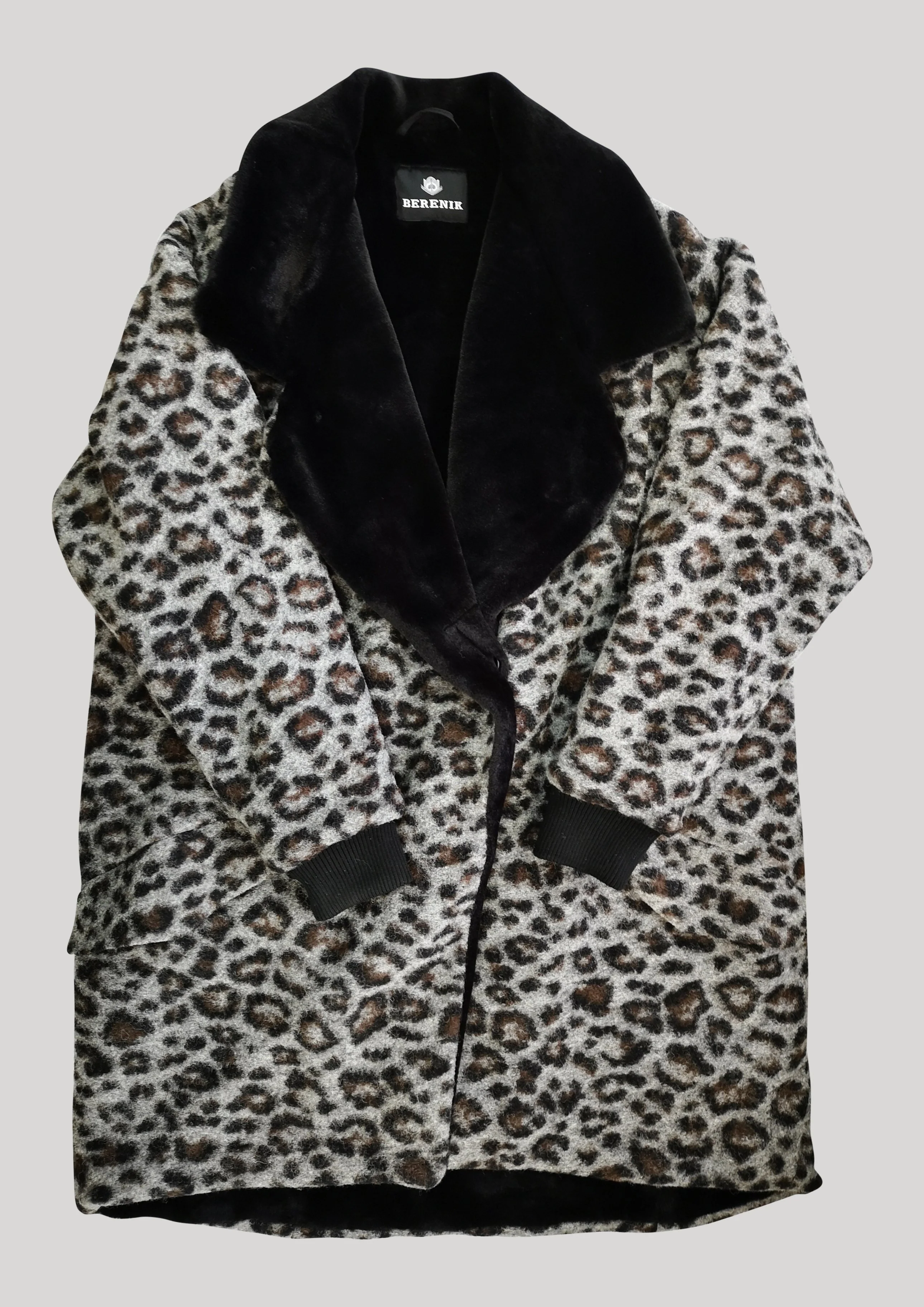 Berenik FUR LINING WOOL COATING COAT - animal print - Image 8