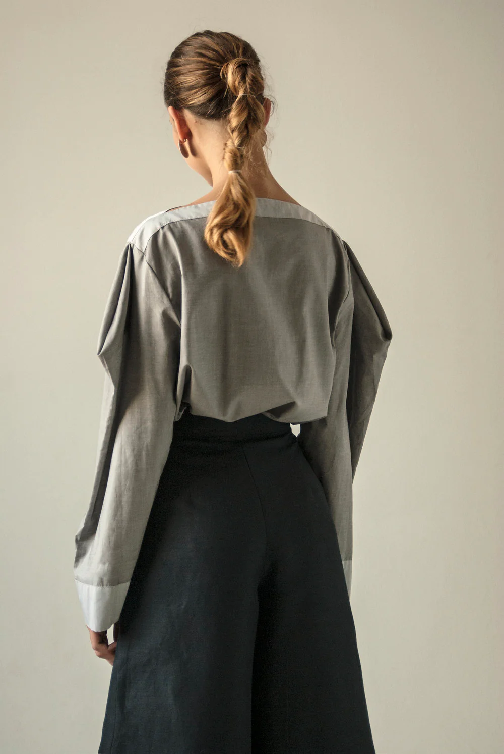 K M by L A N G E Wide leg crossover Button Sharovary pants - NAVY - Image 6