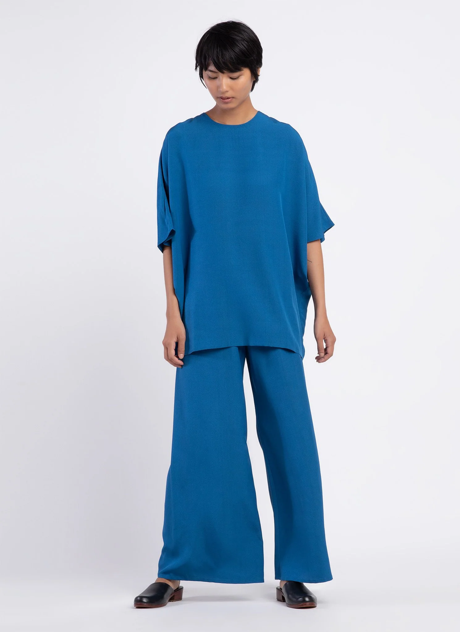 KAAREM Kite Round Neck Silk Tunic Top - Cobalt Blue - Image 4