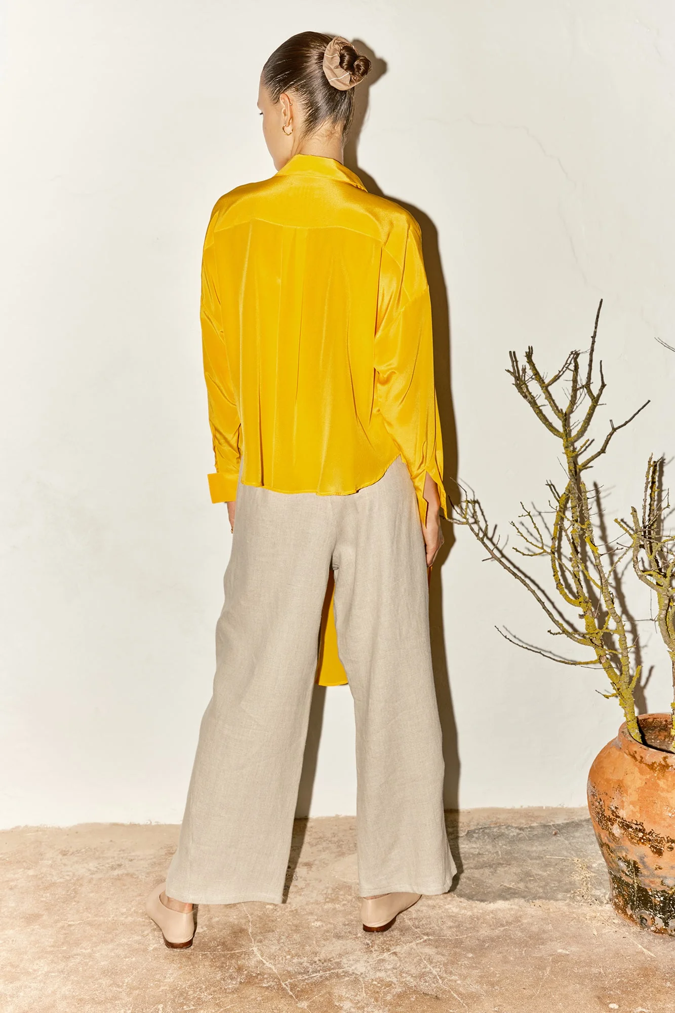 Datura Silk Lola Blouse - Citric Orange - Image 5