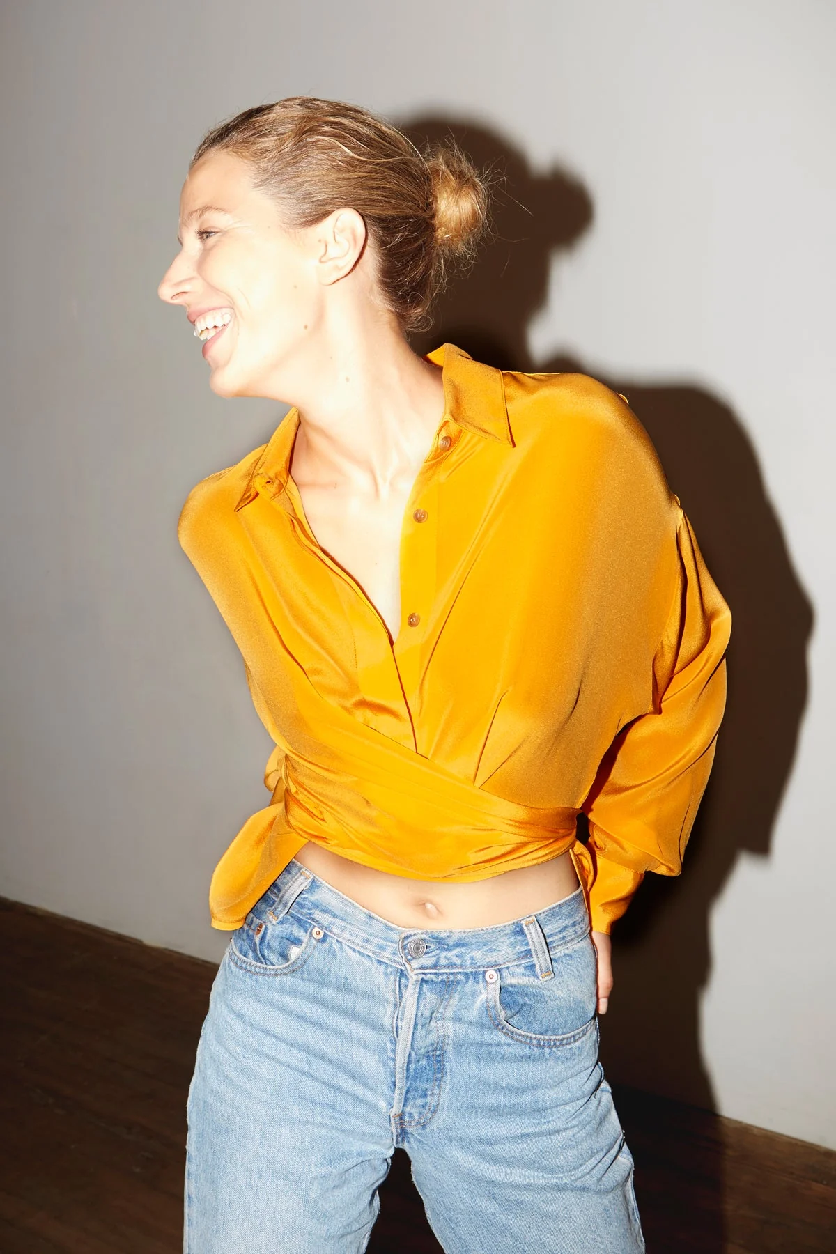 Datura Silk Lola Blouse - Citric Orange - Image 6