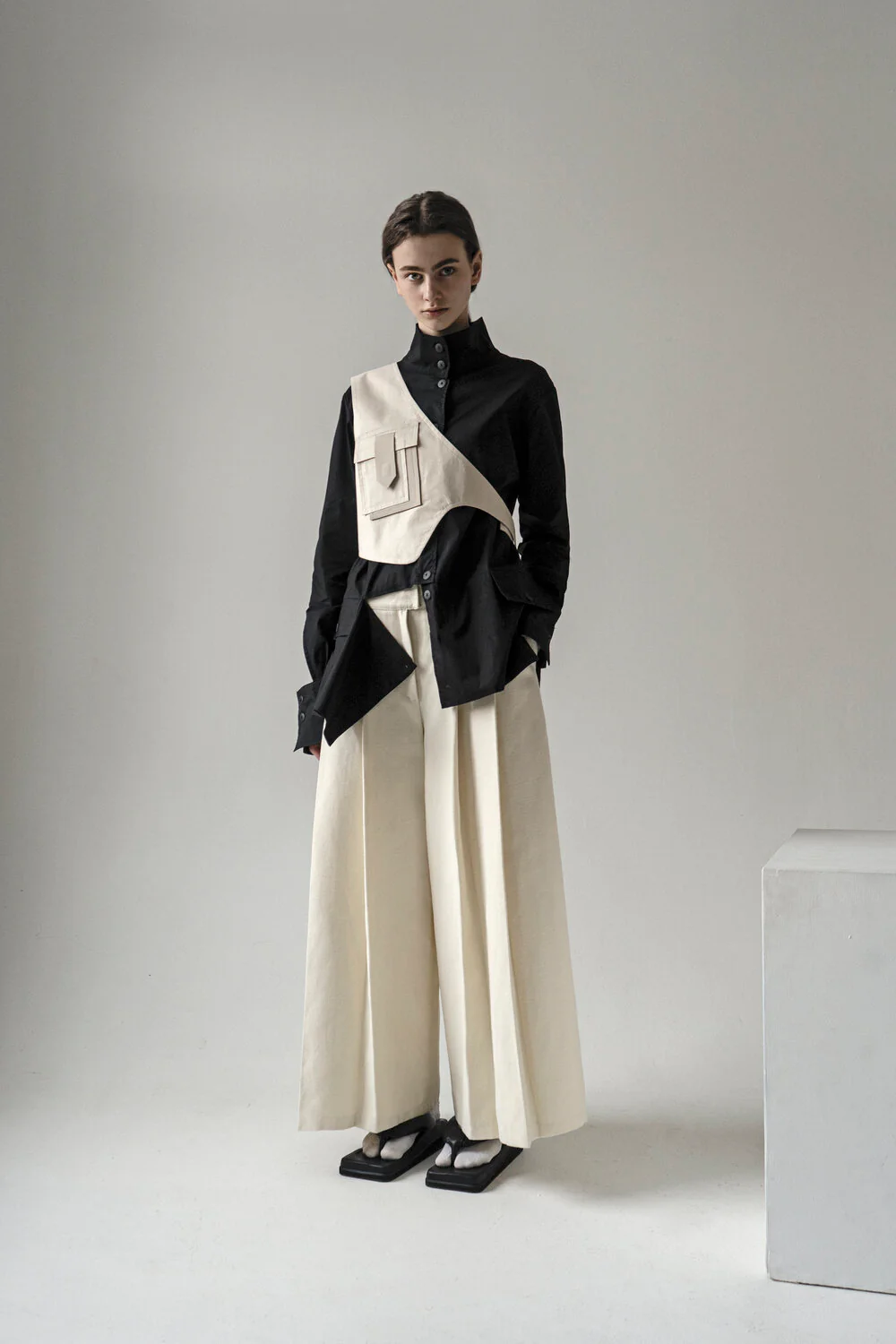 K M by L A N G E Pleated Pants - Cream - Image 8