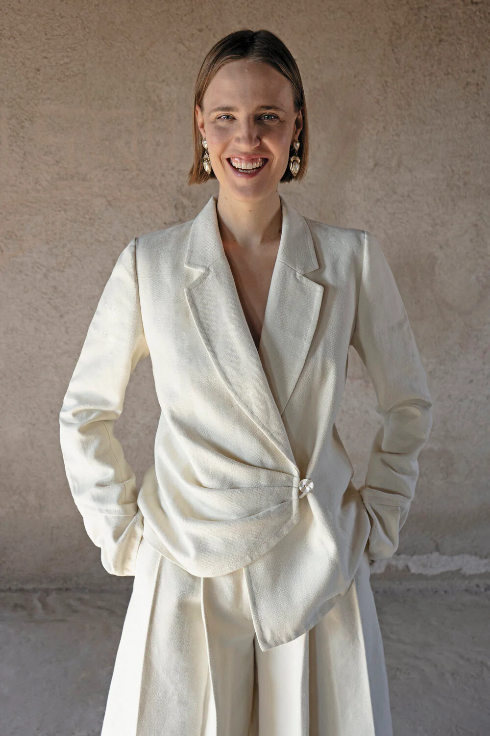 K M by L A N G E Folds Jacket - Cream Butter - Image 2