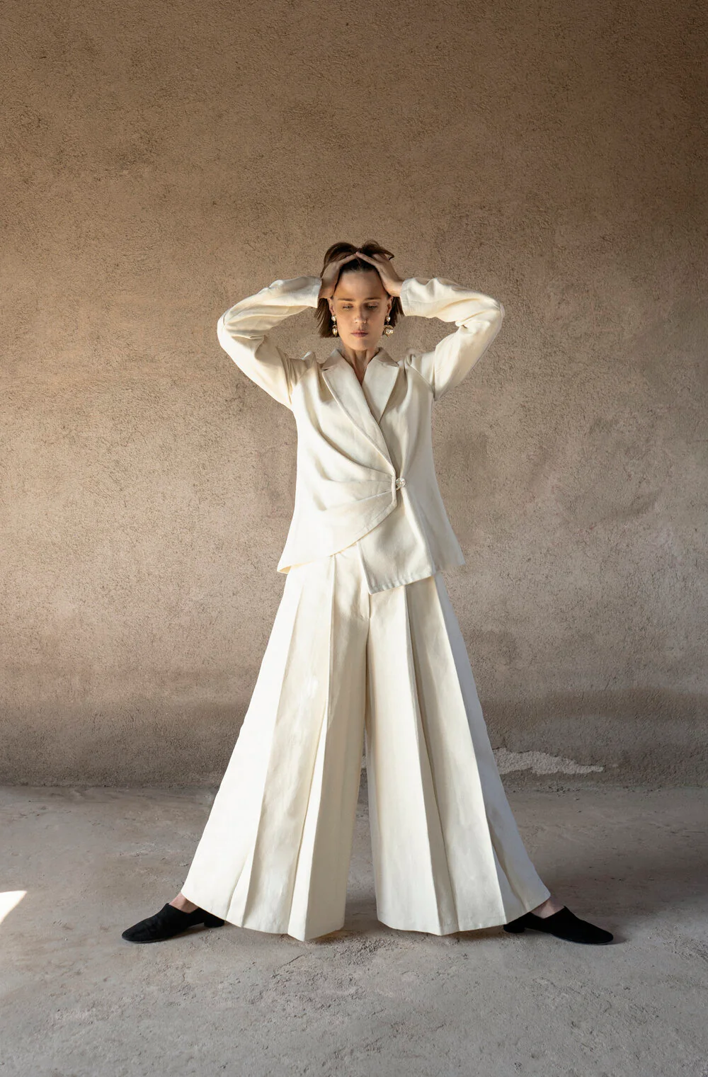 K M by L A N G E Folds Jacket - Cream Butter - Image 4