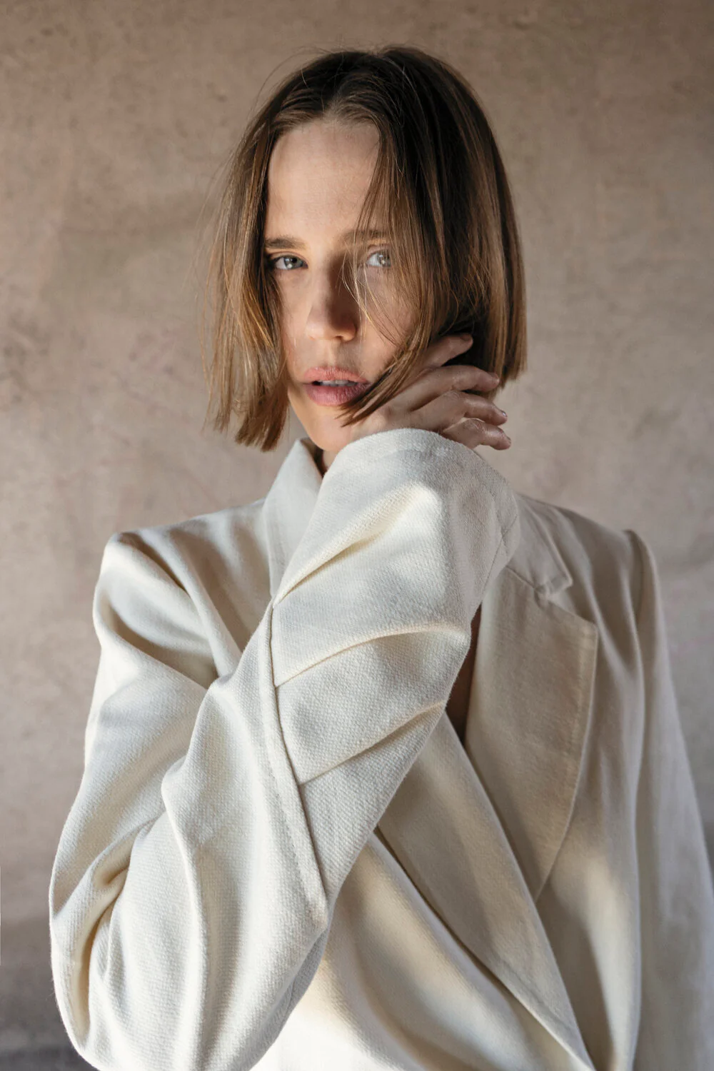 K M by L A N G E Folds Jacket - Cream Butter - Image 6