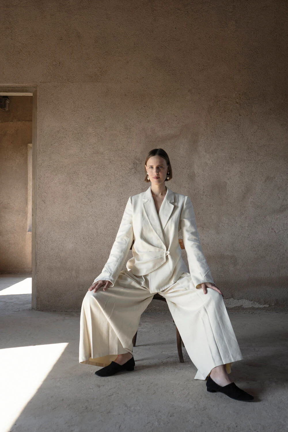 K M by L A N G E Folds Jacket - Cream Butter - Image 7