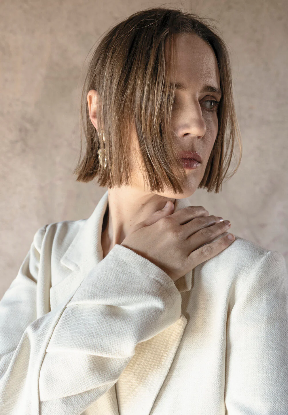 K M by L A N G E Folds Jacket - Cream Butter - Image 8