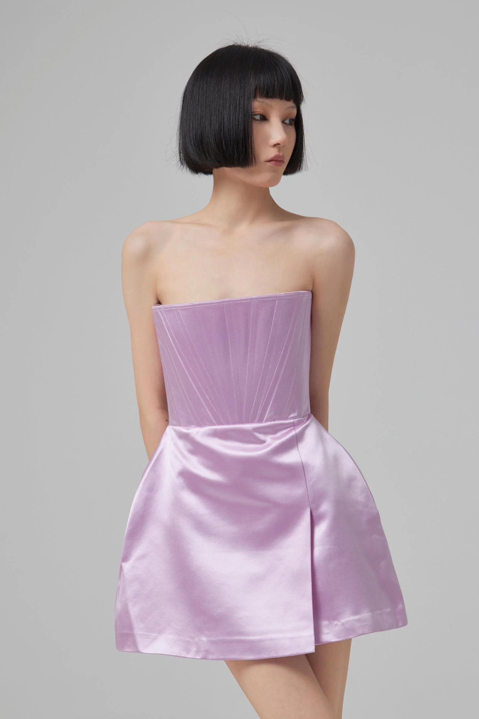 ALEX PERRY Briar Duchess Satin Strapless Dress - Lilac - Image 3