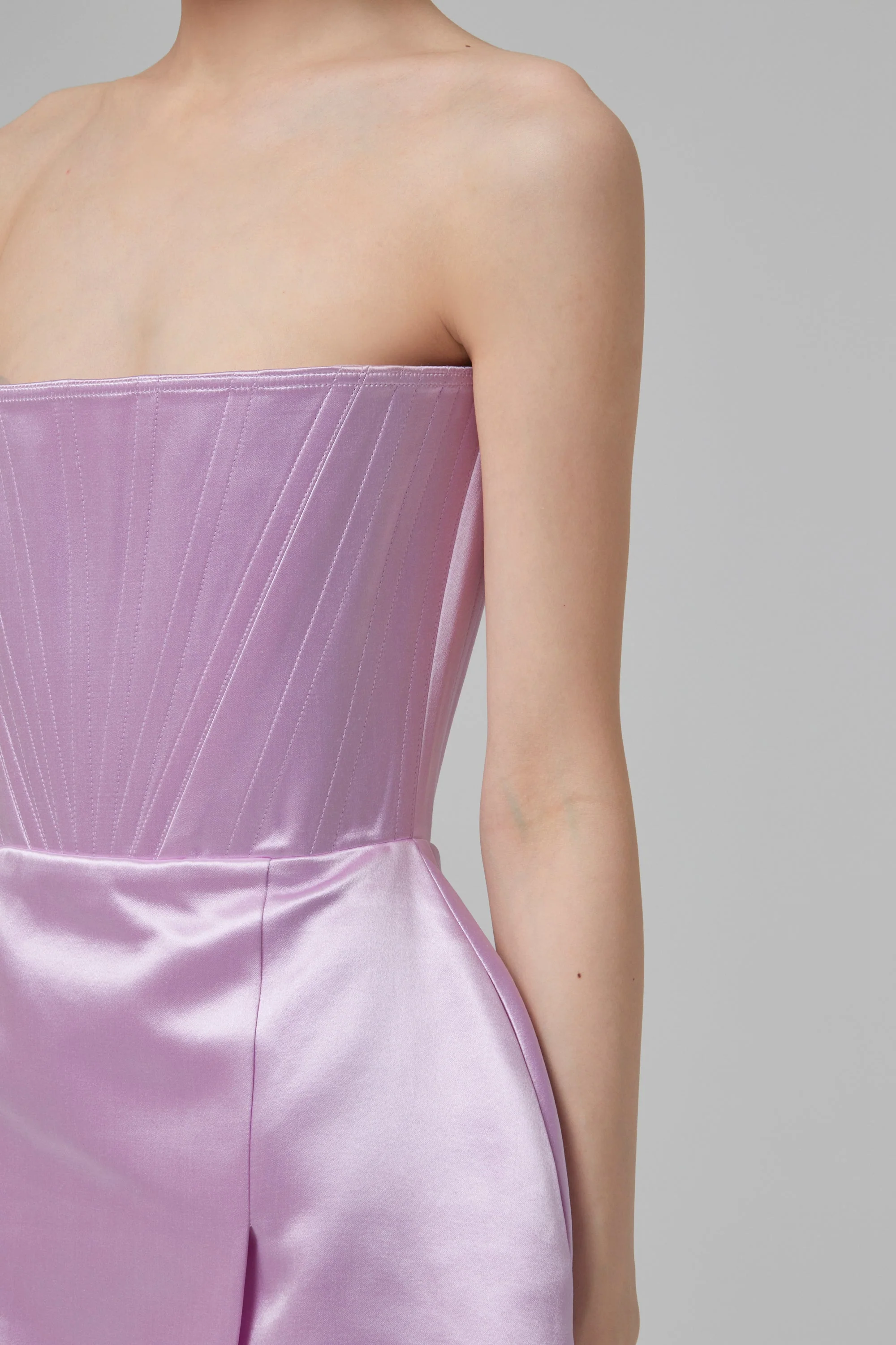 ALEX PERRY Briar Duchess Satin Strapless Dress - Lilac - Image 6