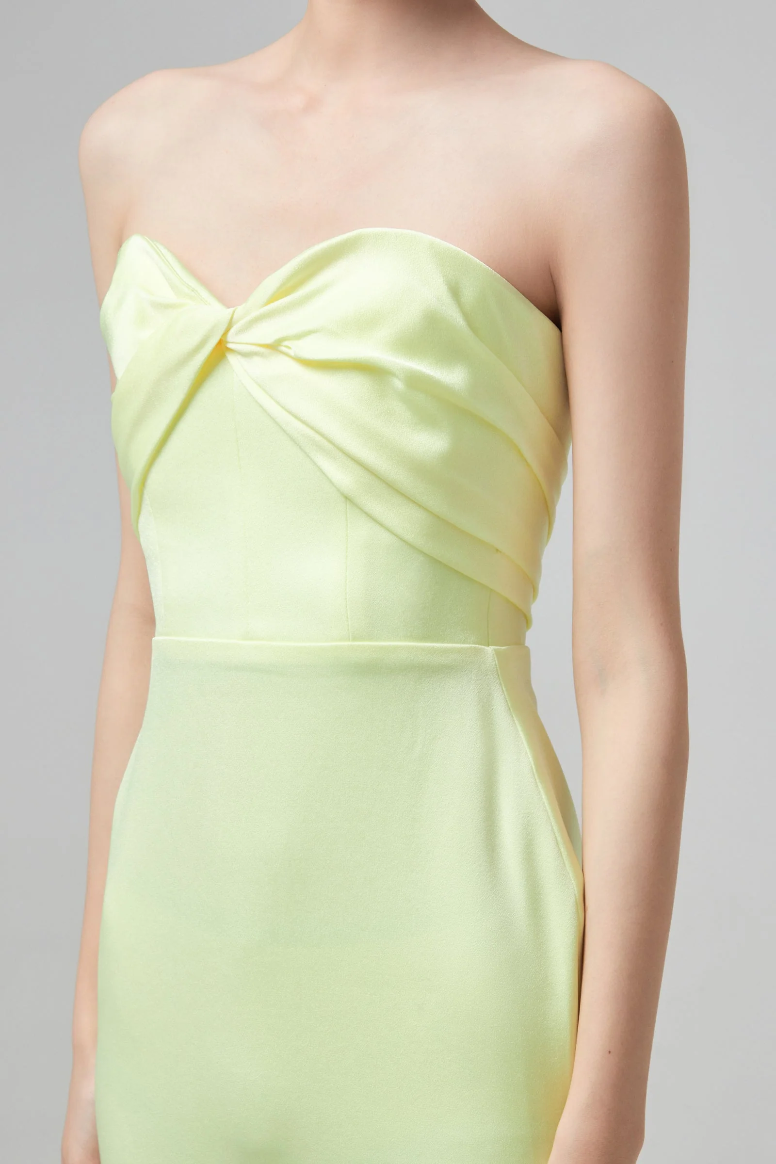 ALEX PERRY Sloane Satin Crepe Strapless Dress - Lemon - Image 5