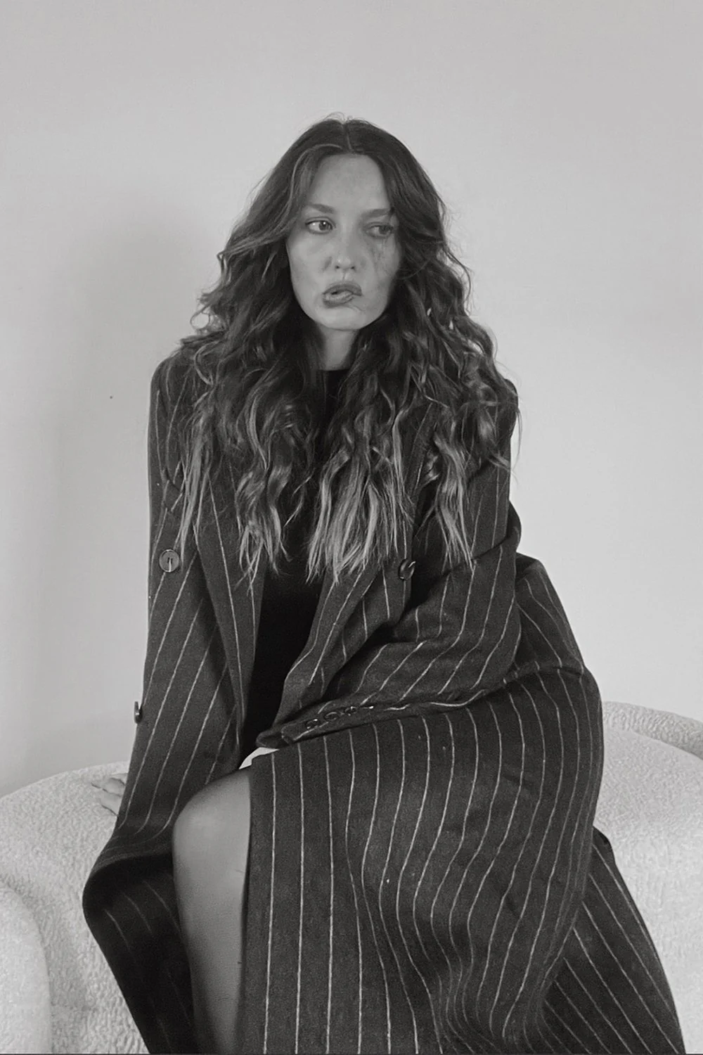 ASTR The Label Morana Coat - Grey Stripe - Image 13