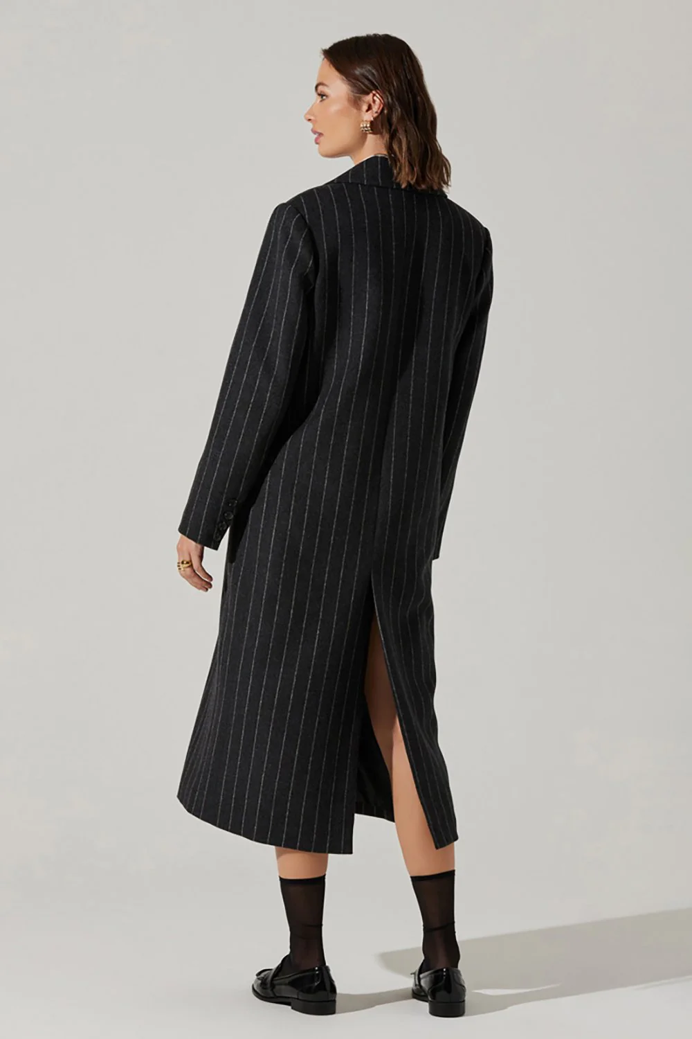 ASTR The Label Morana Coat - Grey Stripe - Image 3