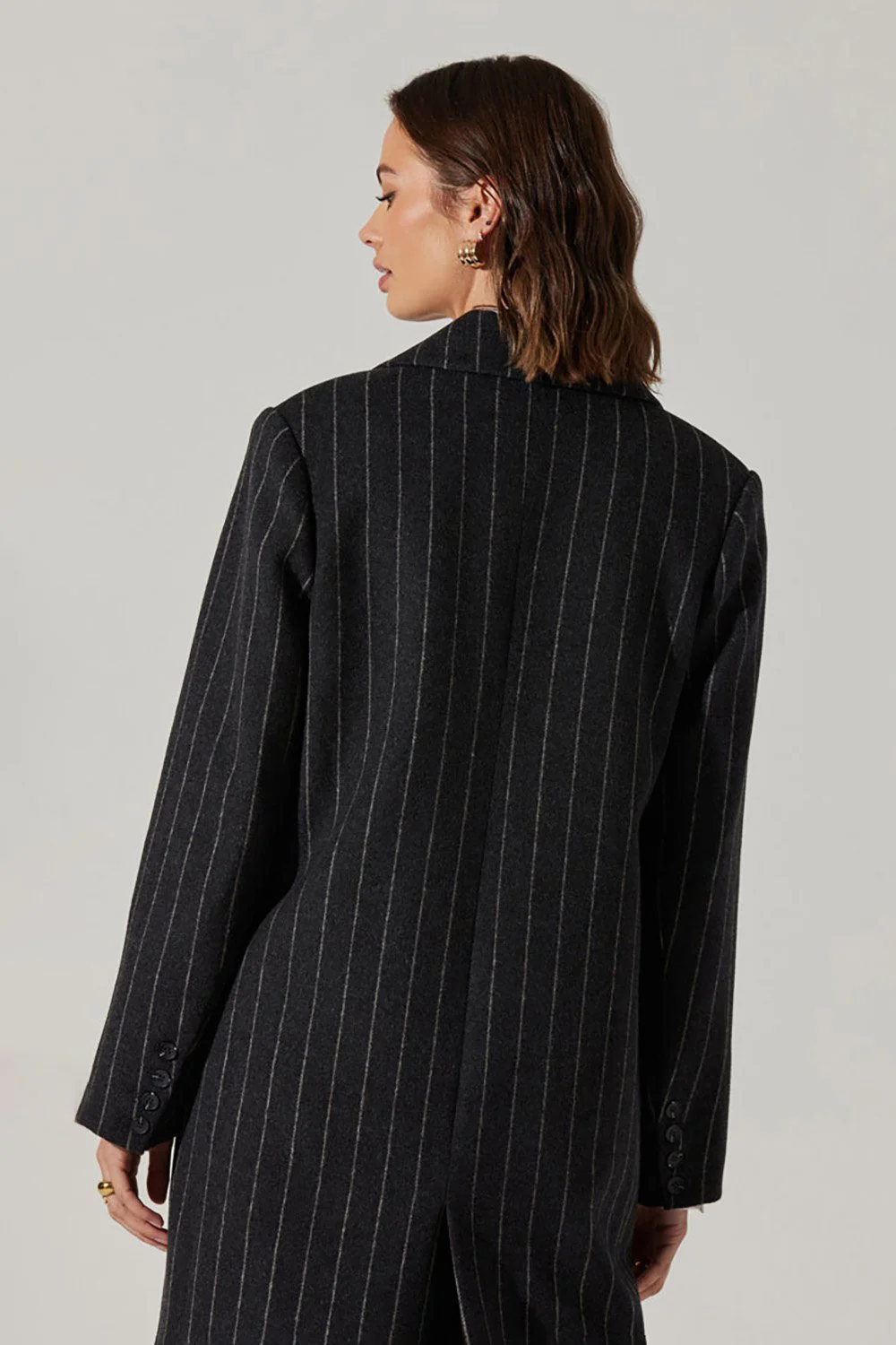 ASTR The Label Morana Coat - Grey Stripe - Image 6