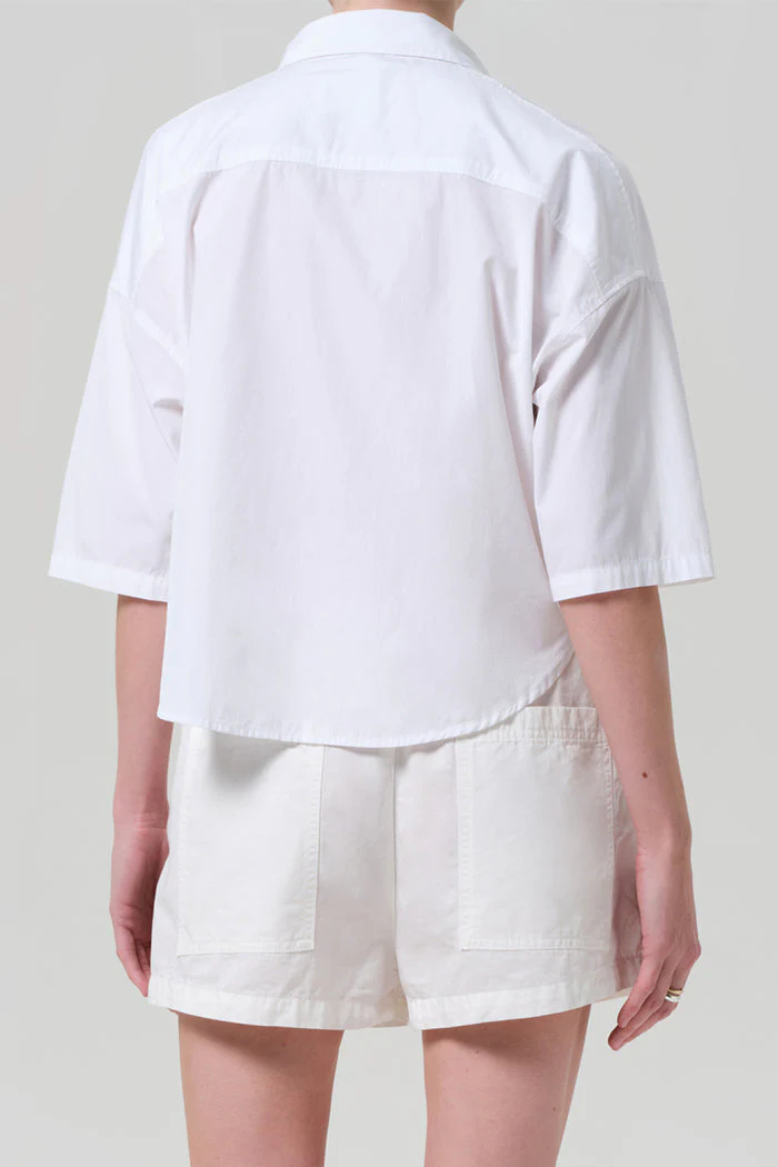 Citizens of Humanity Frances Cropped Cape Button Up Shirt - Optic White - Image 2