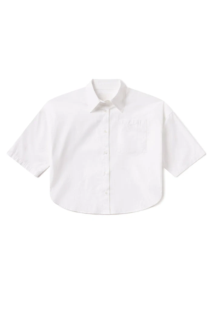 Citizens of Humanity Frances Cropped Cape Button Up Shirt - Optic White - Image 3