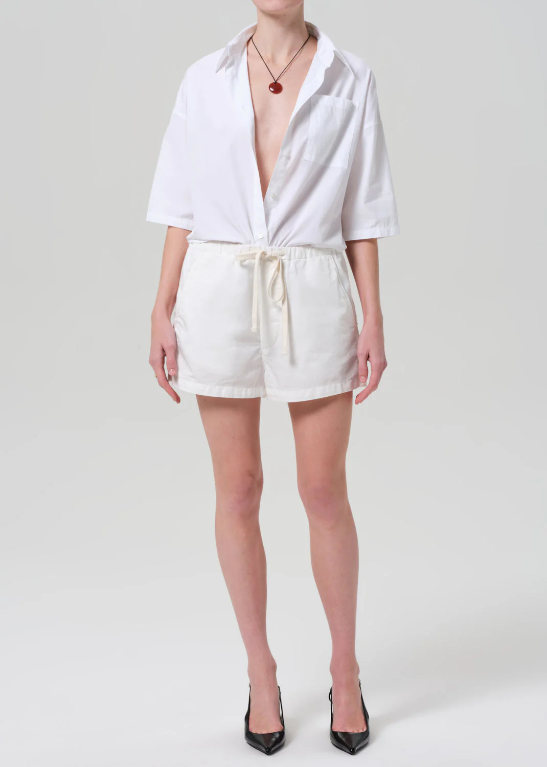 Citizens of Humanity Frances Cropped Cape Button Up Shirt - Optic White - Image 4