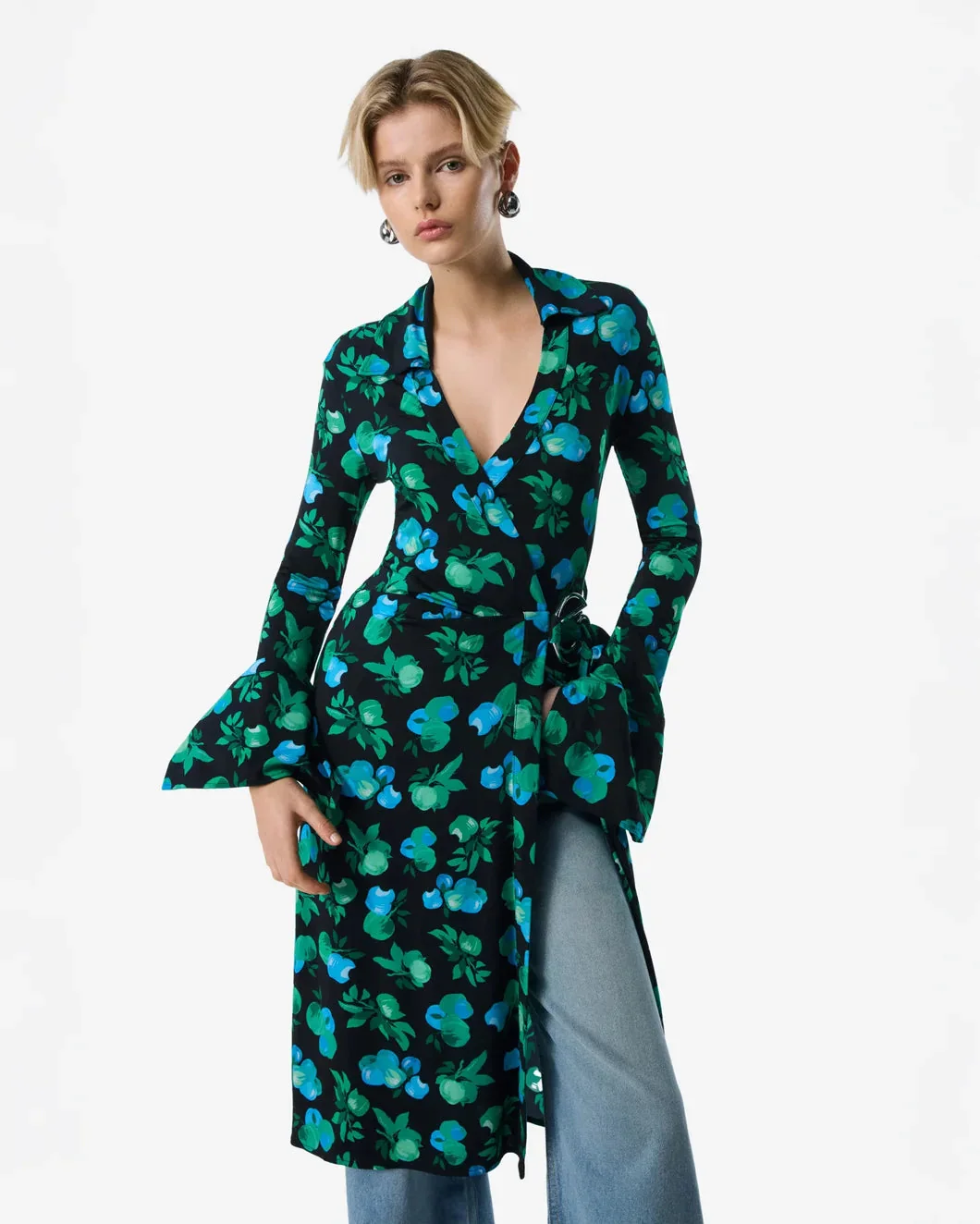 Coperni C-Logo Print Wrap Blouse Dress - Print Blue Apples - Image 2