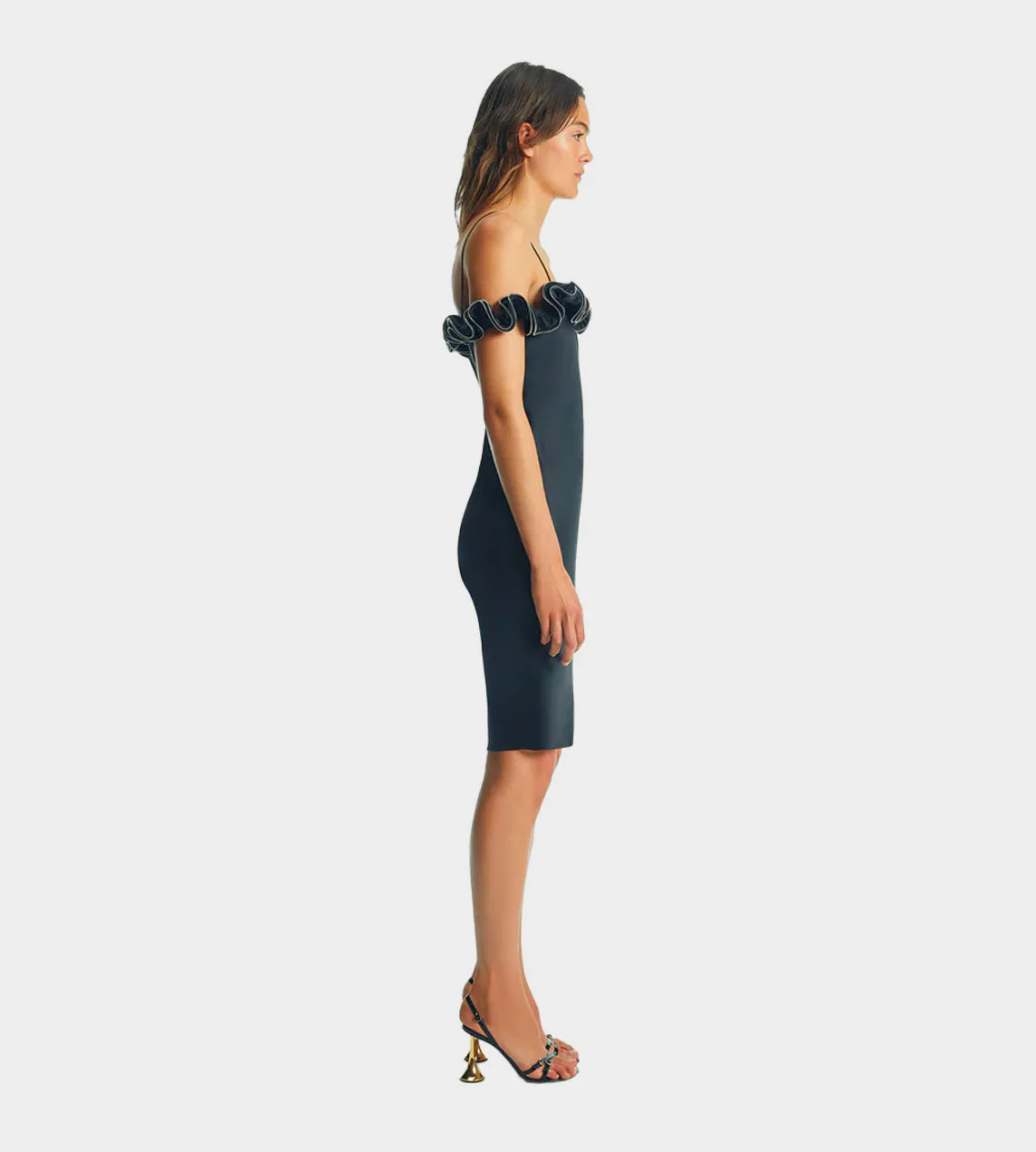 Coperni Zip Ruffle Dress - Black - Image 3