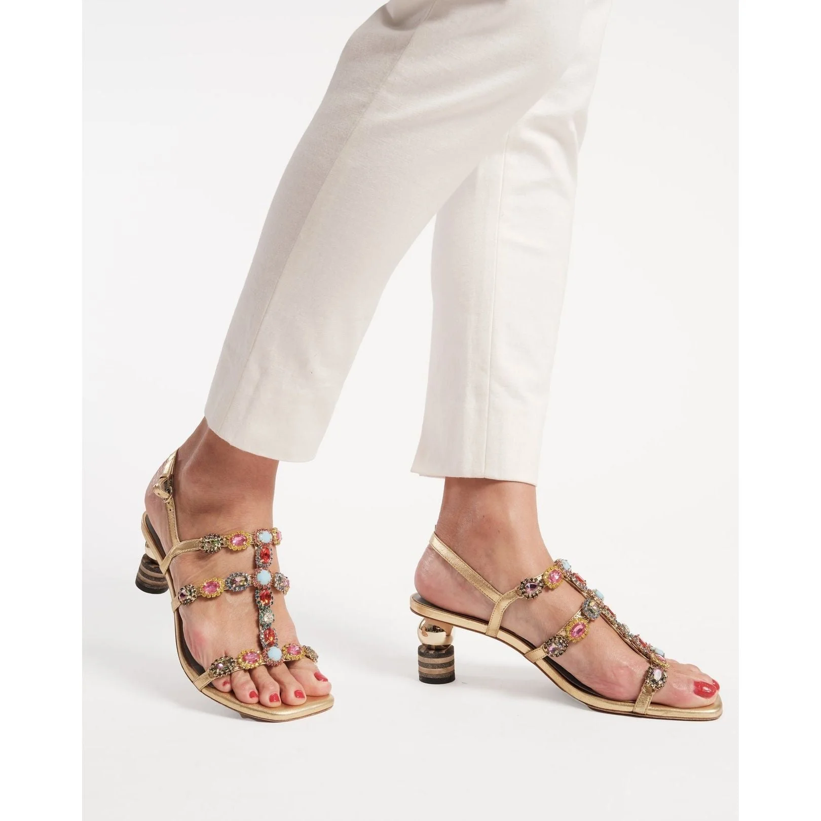 Frances Valentine Kiki Gem Heel - Gold - Image 6