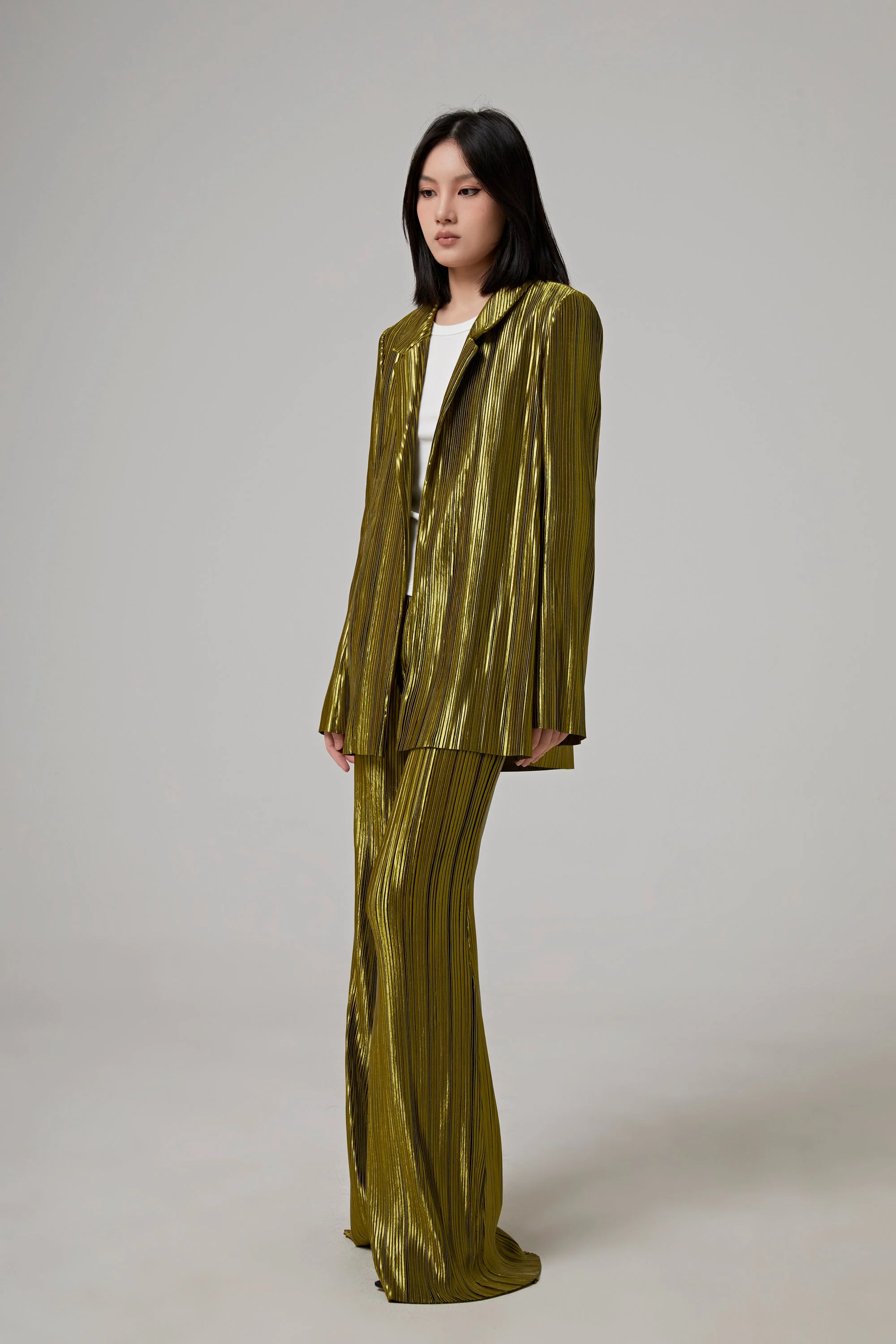 GALVAN LONDON NUAGE PLEATED TROUSER - OLIVE - Image 4