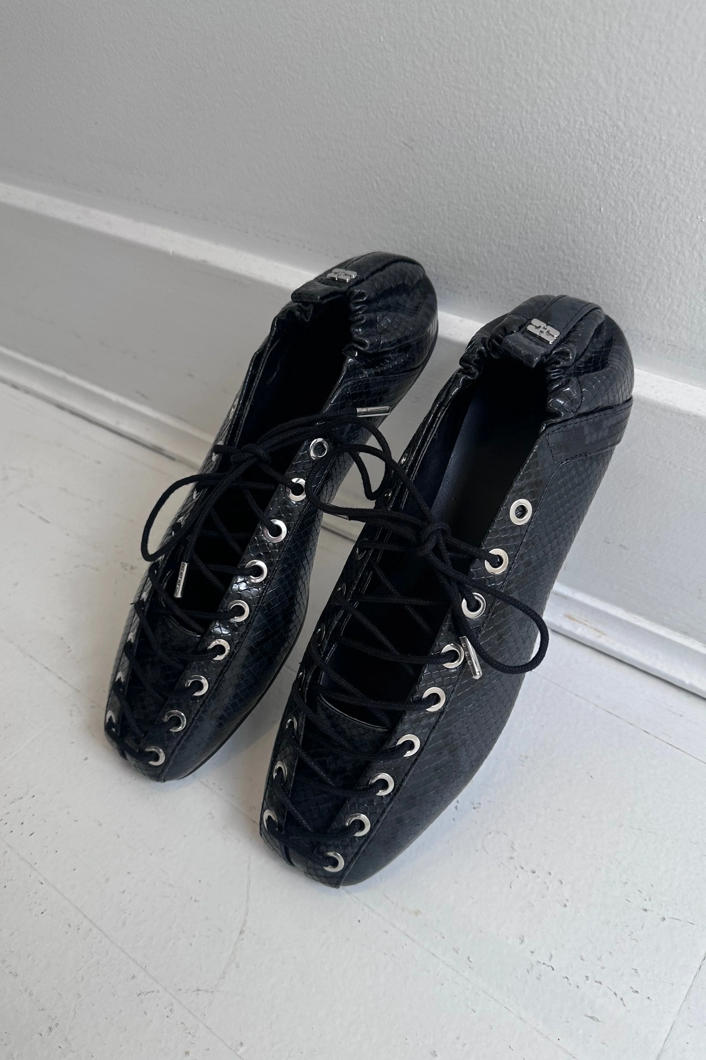 Ganni Lace Up Ballerina - Image 3