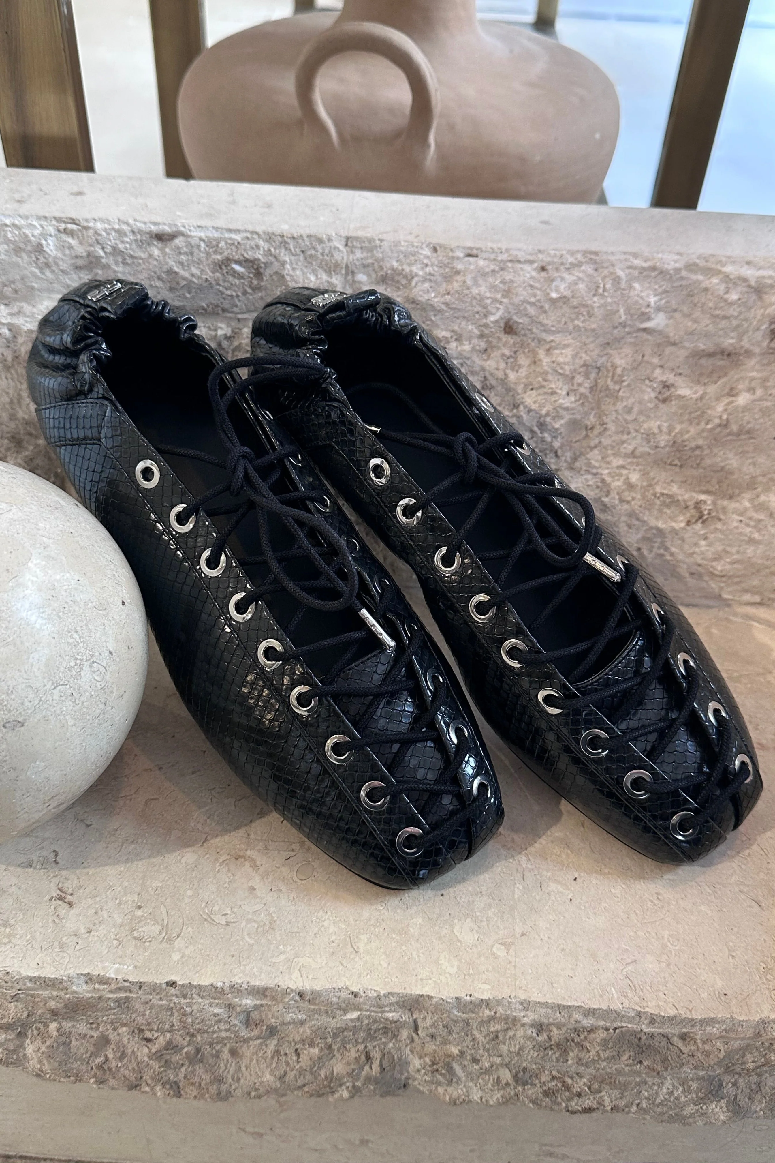 Ganni Lace Up Ballerina - Image 6