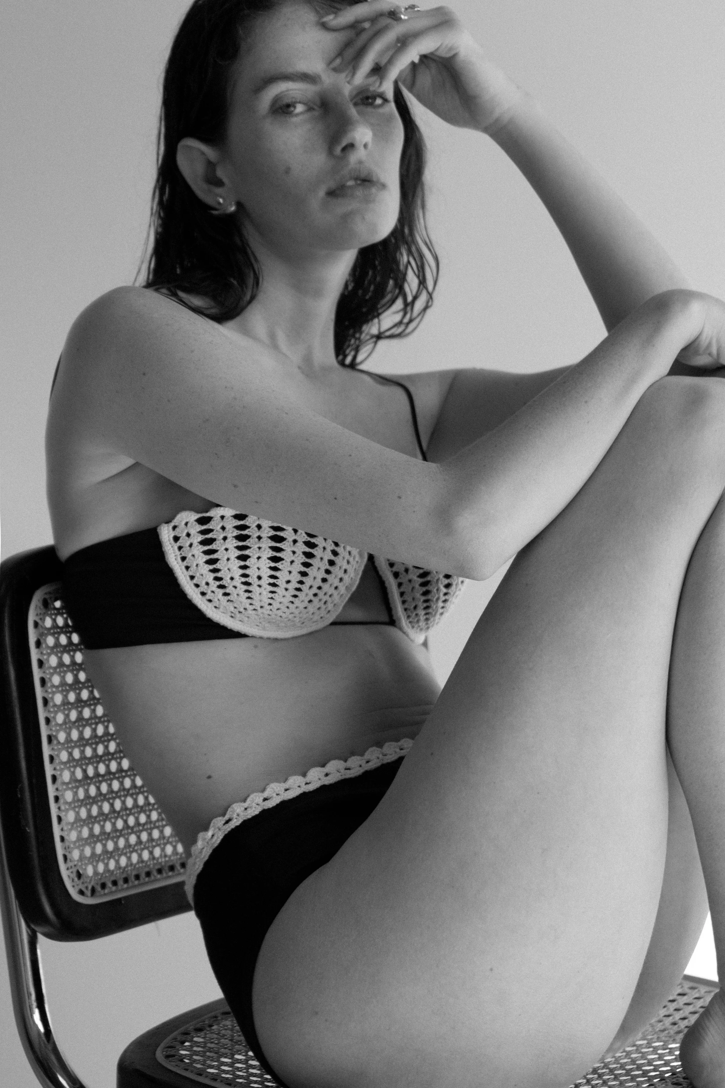 K M by L A N G E Poltava Handmade Crochet Bra - Black/Cream - Image 10