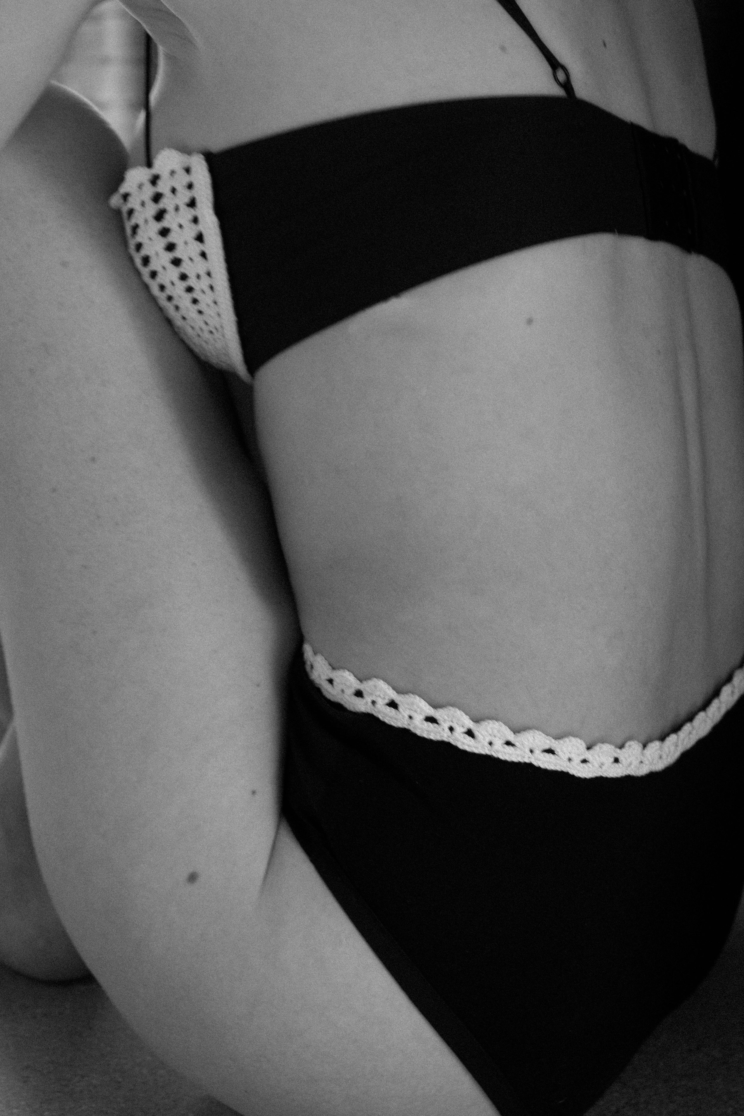 K M by L A N G E Poltava Handmade Crochet Bra - Black/Cream - Image 7