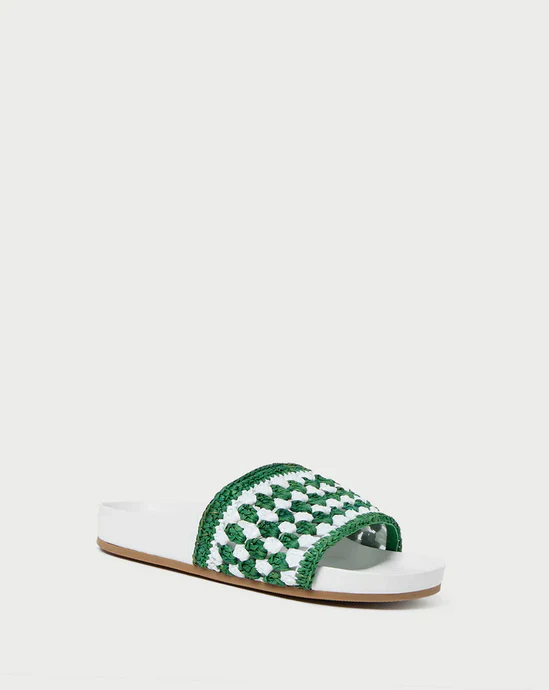 Loeffler Randall Henri Crochet Raffia Sandal - Green/White - Image 3