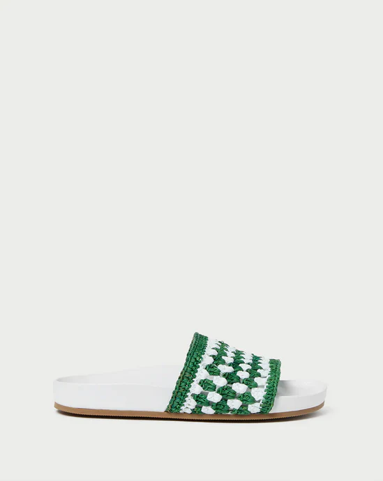 Loeffler Randall Henri Crochet Raffia Sandal - Green/White - Image 4