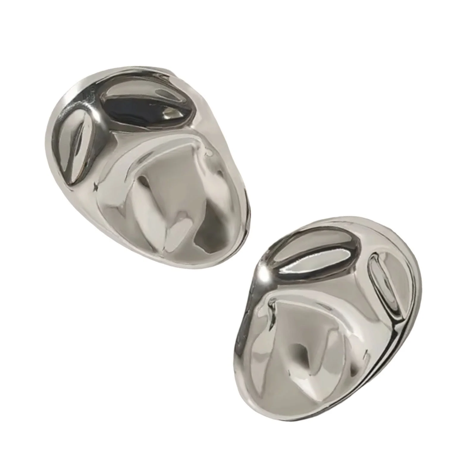 London Atelier Byproduct Silver Big Geometric Oval Earrings - Image 7