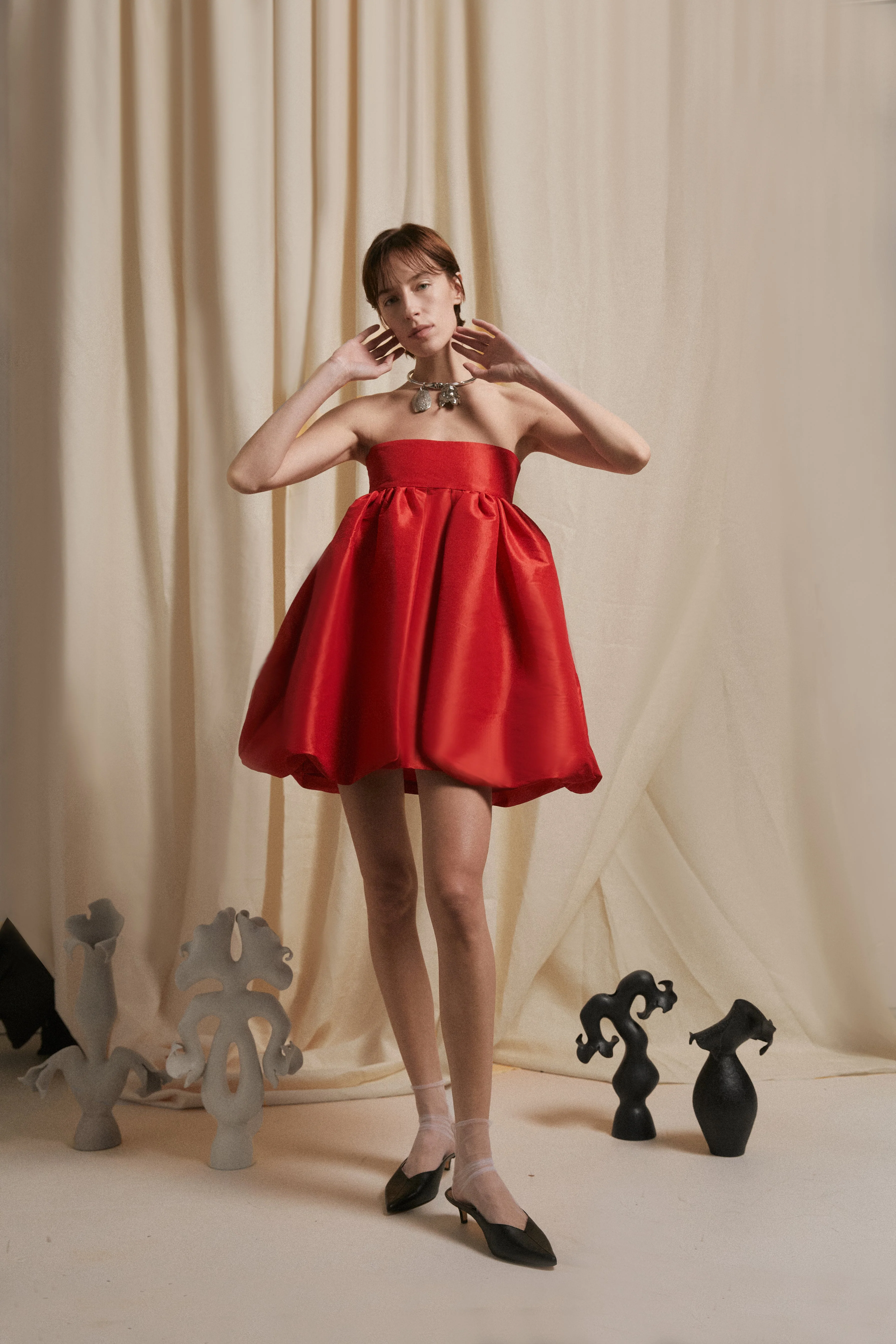 Luisa et La Luna Strapless Bubble Dress - Rouge - Image 3