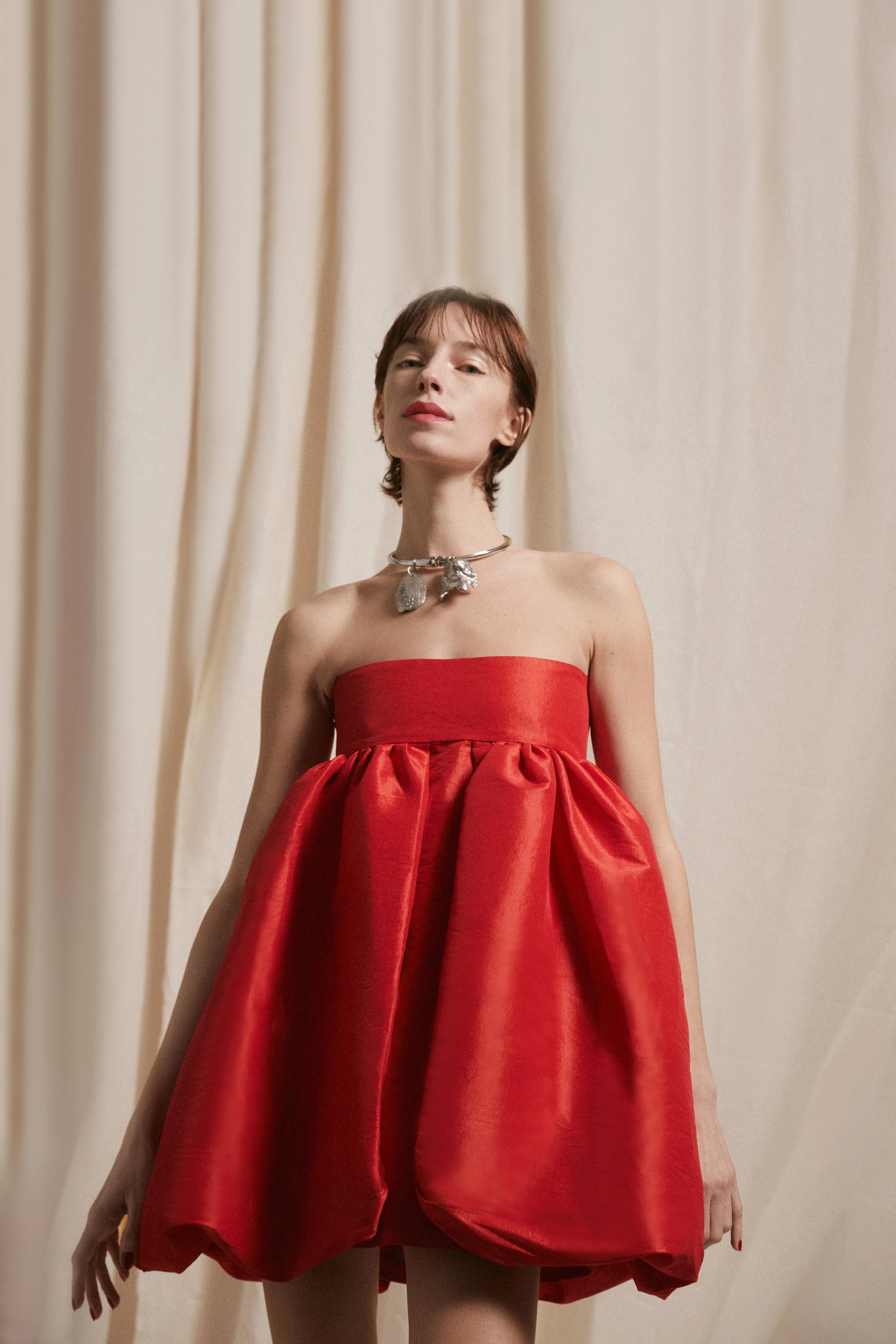Luisa et La Luna Strapless Bubble Dress - Rouge - Image 4