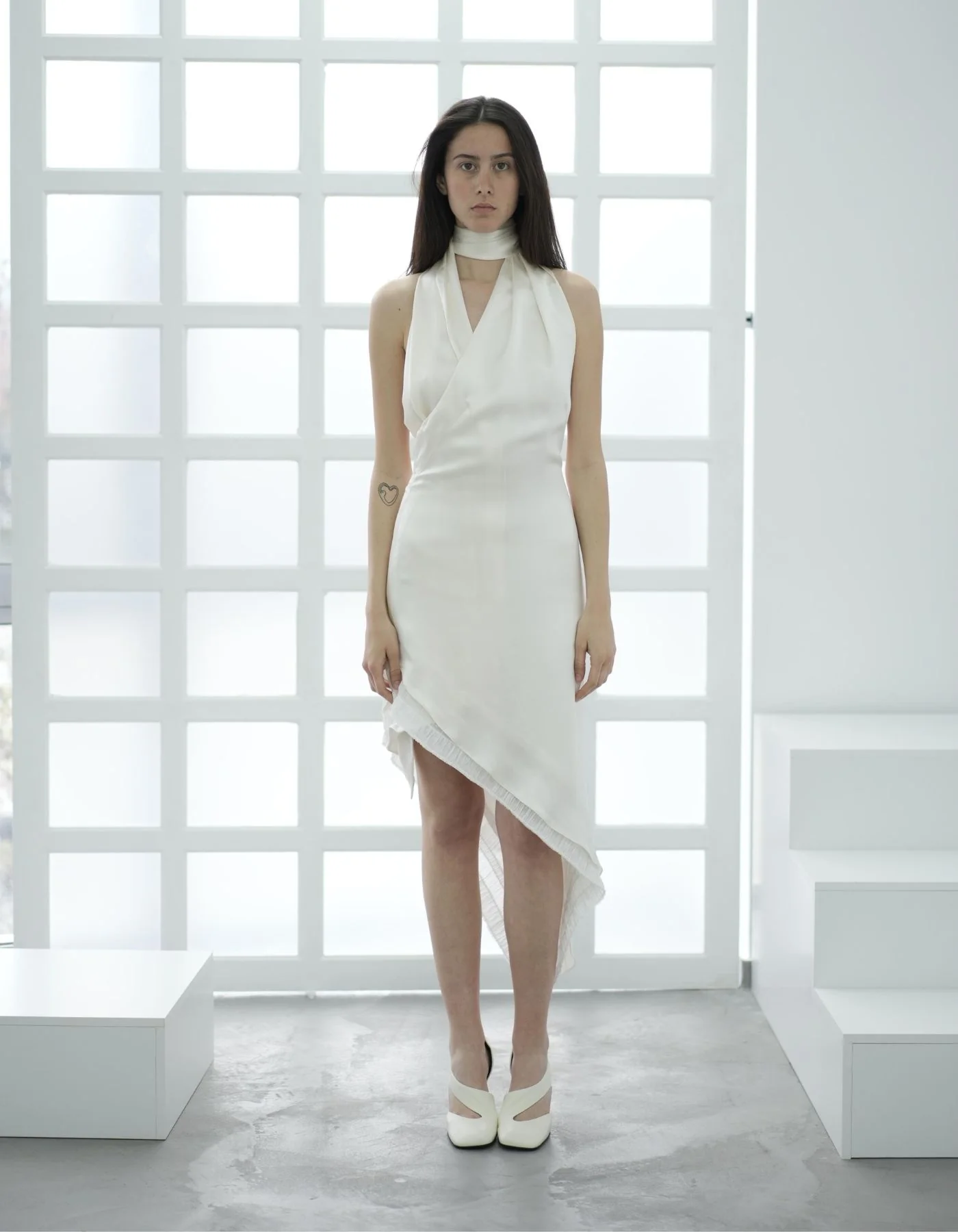 MAET NYRE Silk Midi Dress - White - Image 8