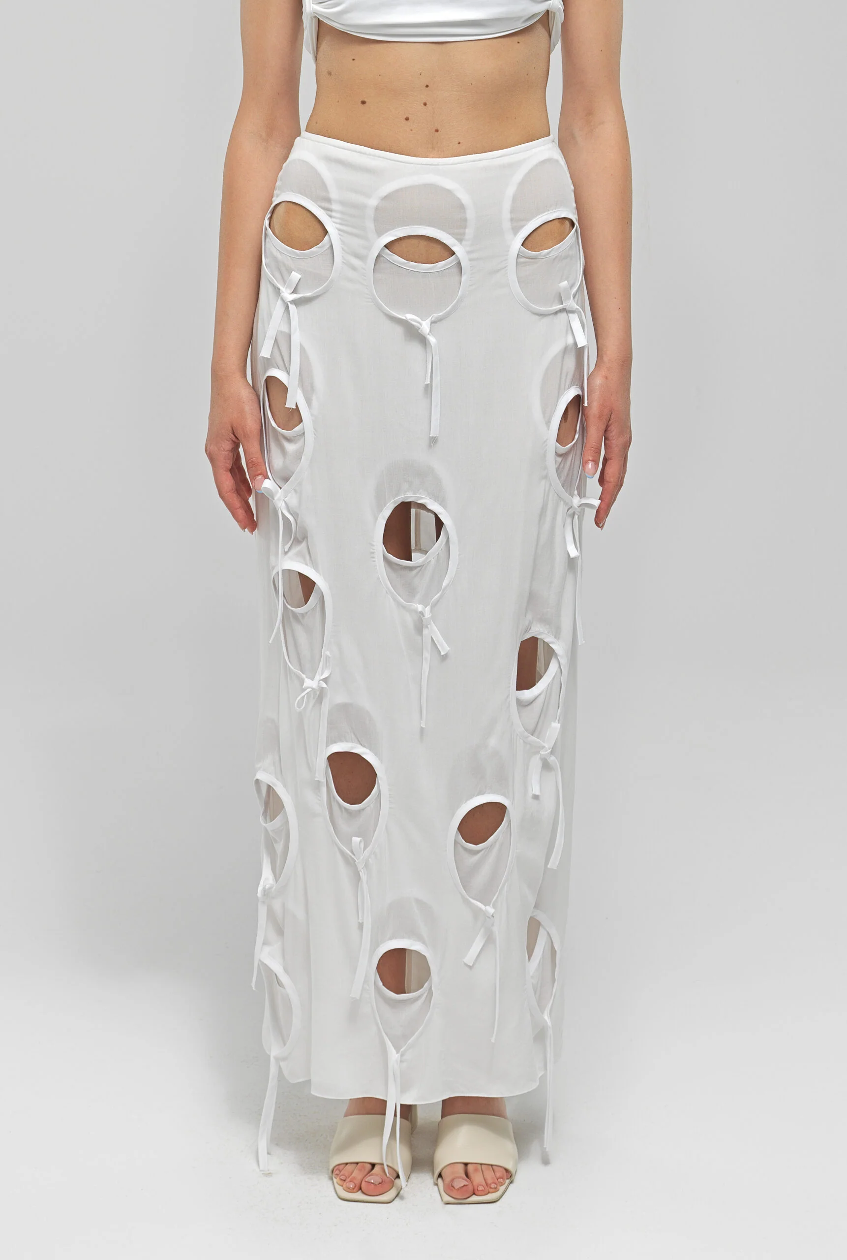 Maet Olena Circle Cut-out Midi Skirt - White - Image 3