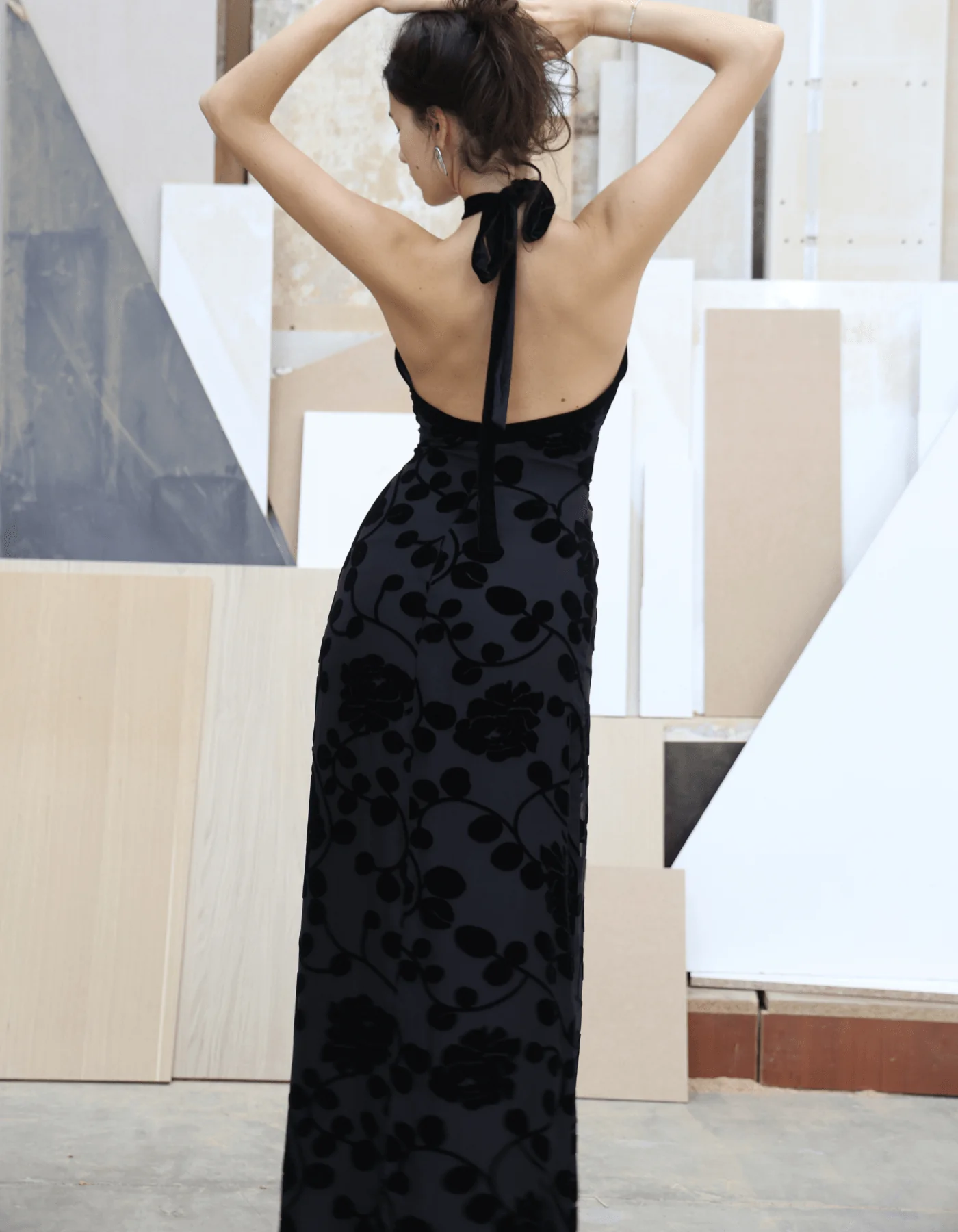 MAET Valytia Silk and Velvet Dress - Black - Image 6