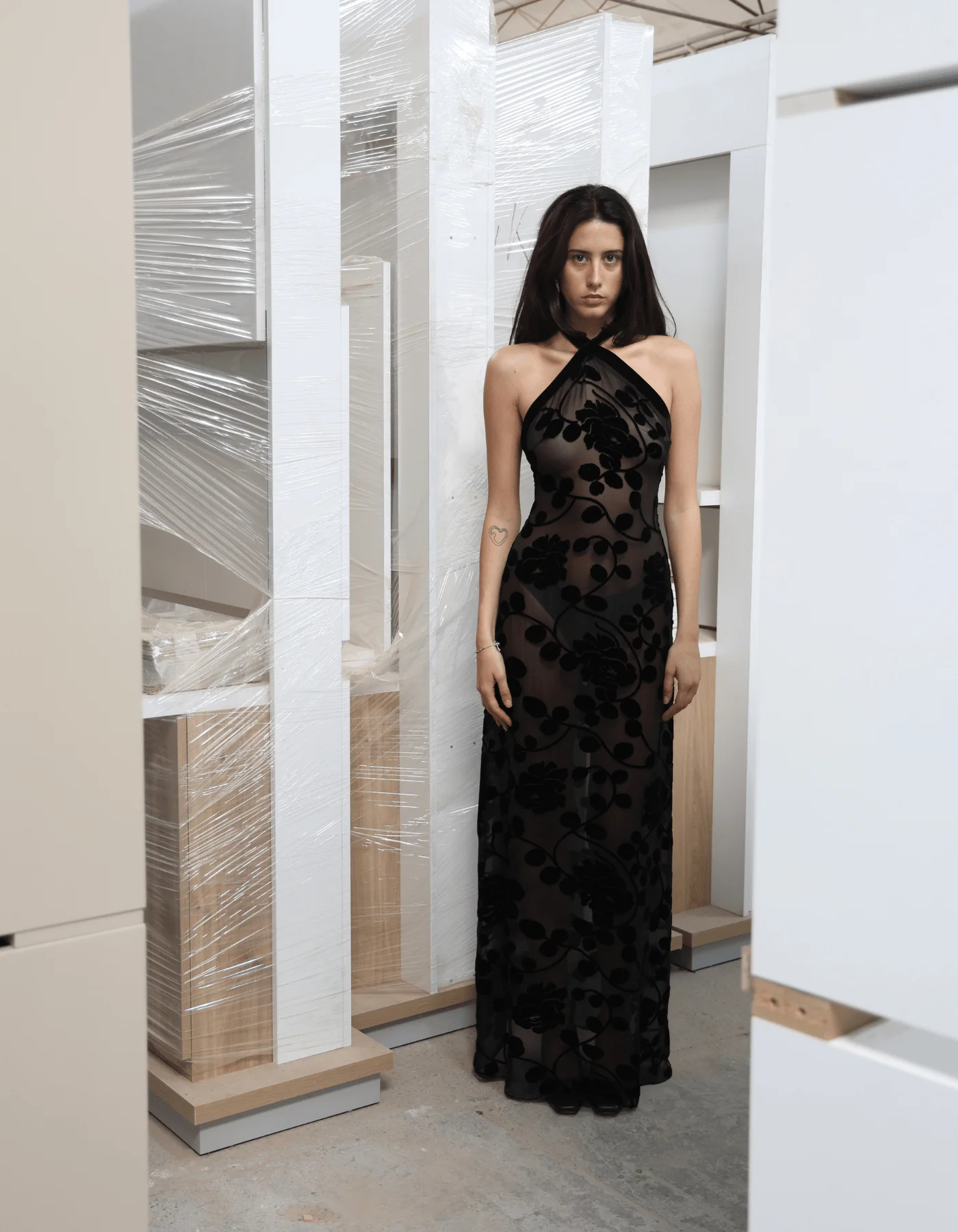 MAET Valytia Silk and Velvet Dress - Black - Image 9