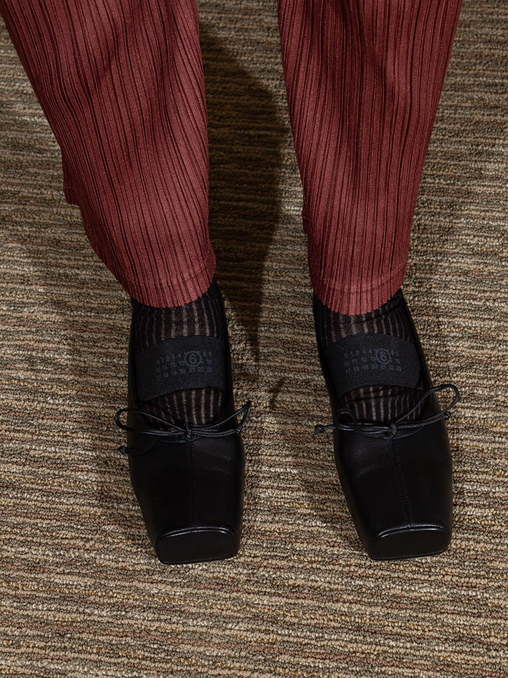MM6 Maison Margiela Leather Ballet Flats - Black - Image 3