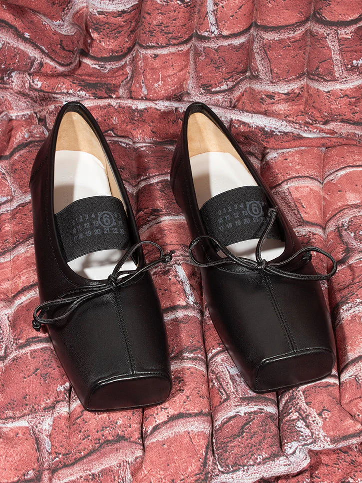 MM6 Maison Margiela Leather Ballet Flats - Black - Image 7
