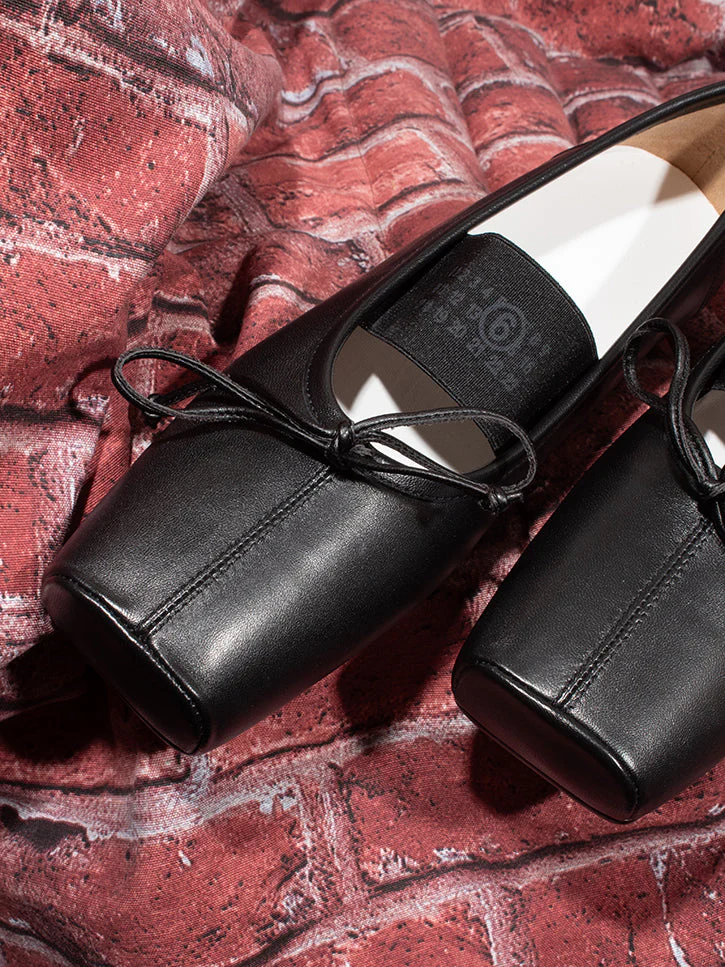 MM6 Maison Margiela Leather Ballet Flats - Black - Image 9