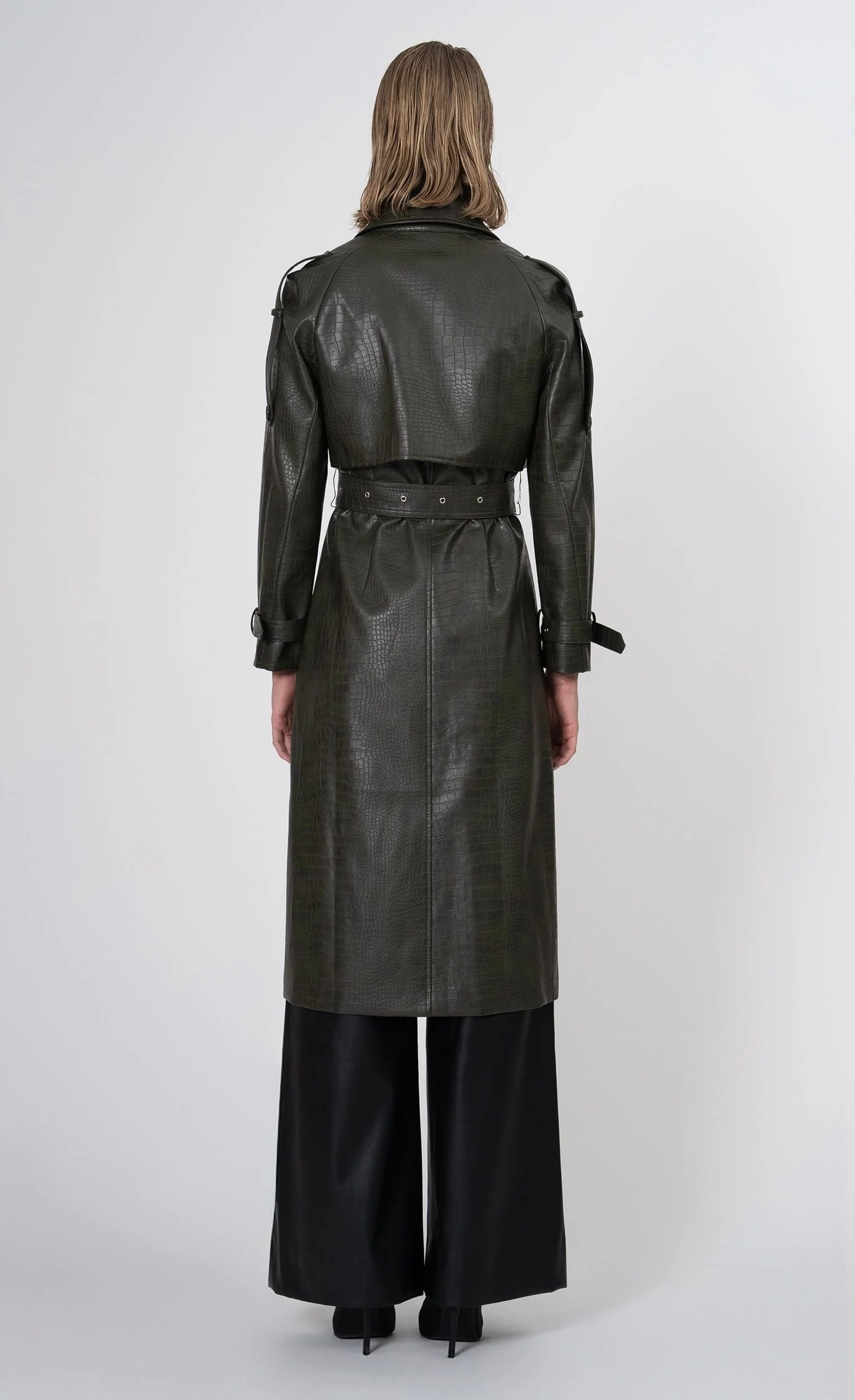 Nonchalant Label Adrian Trench Coat - Army Green - Image 5