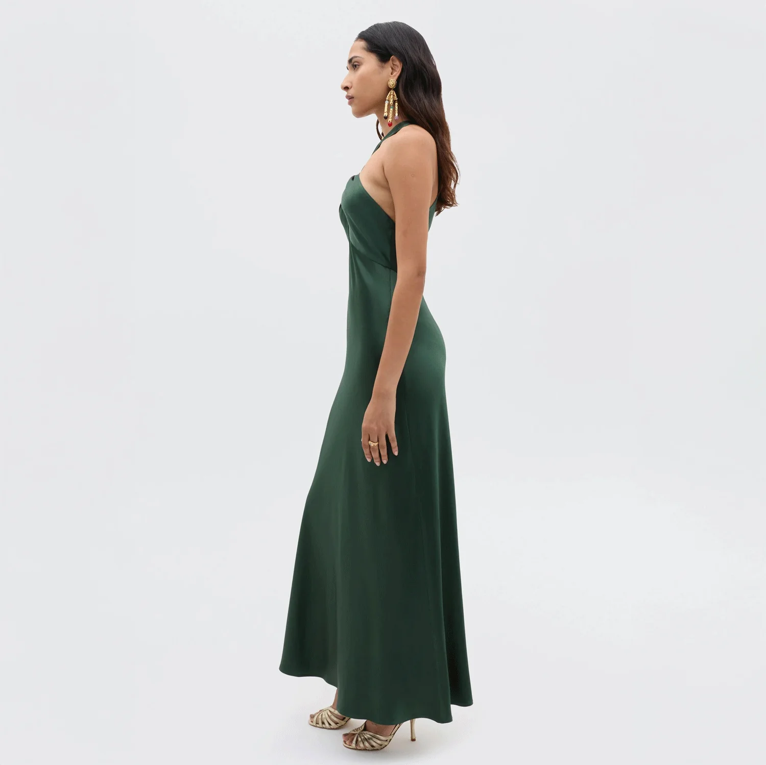 RIXO LONDON Losanna Satin Gown - Forest Green - Image 2