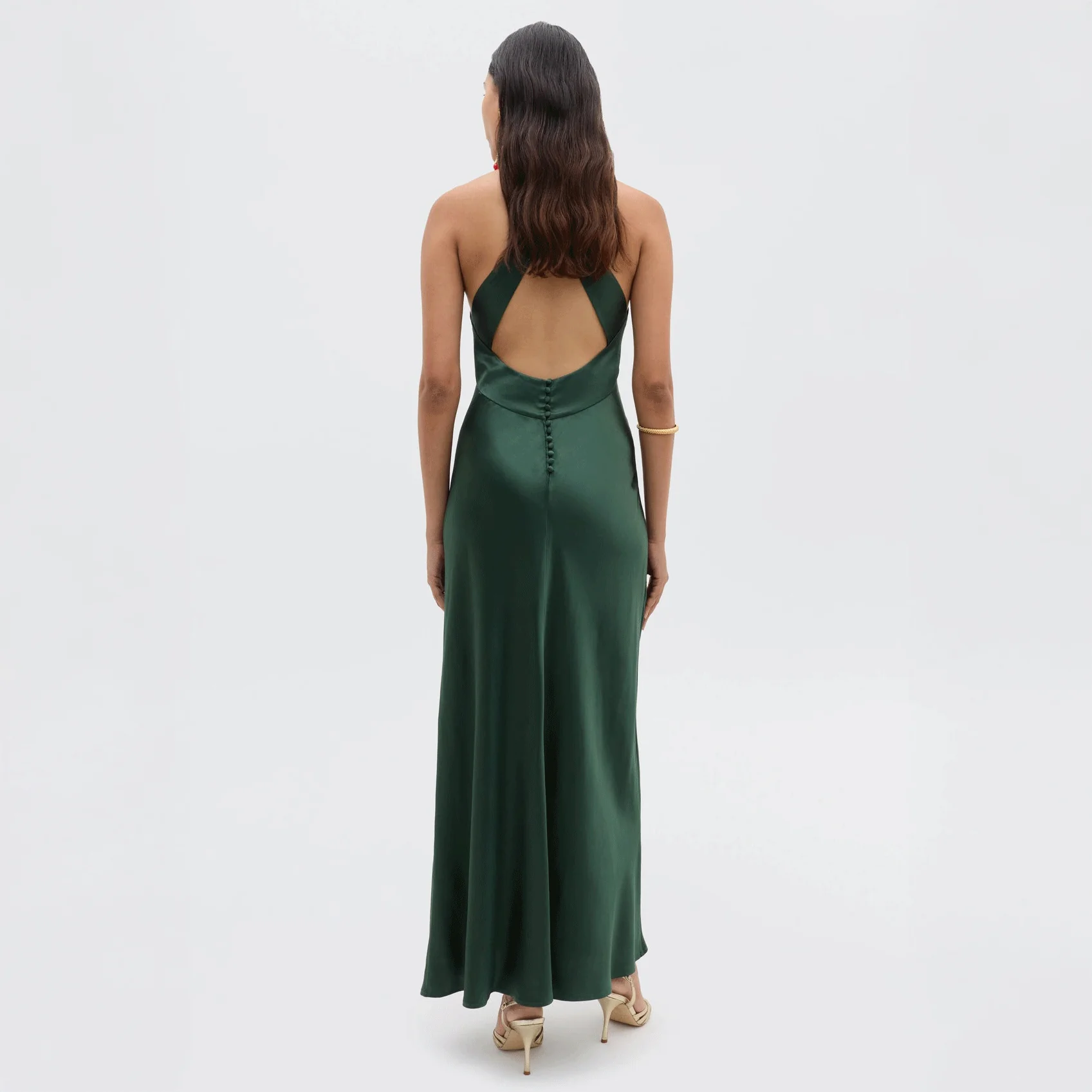 RIXO LONDON Losanna Satin Gown - Forest Green - Image 3