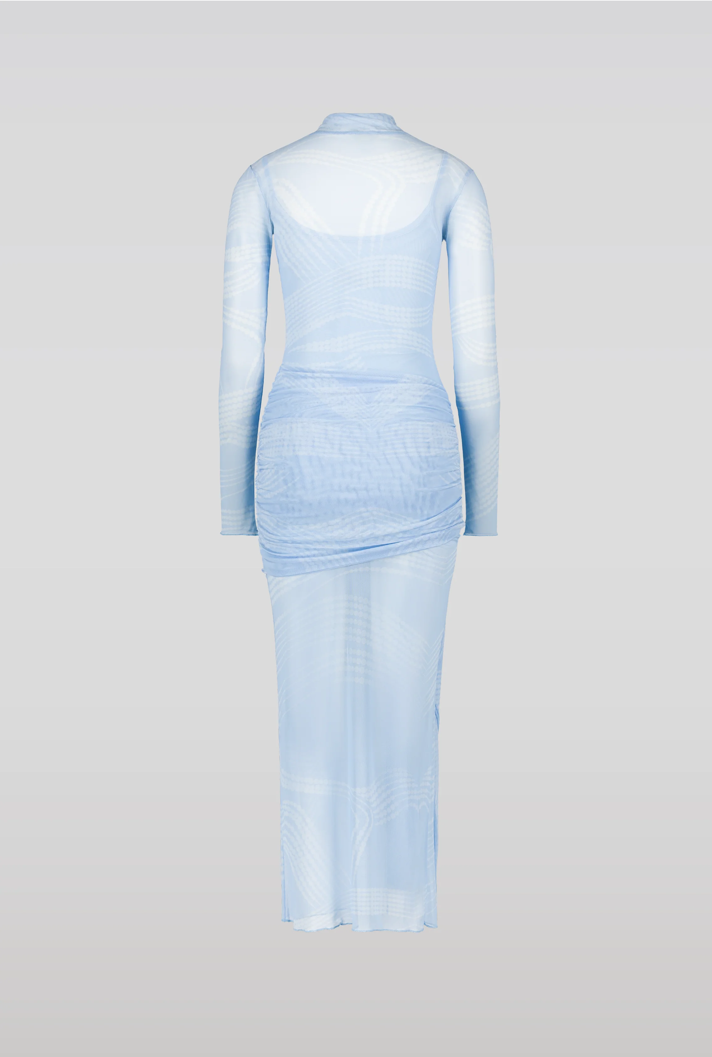 SAEMDI Draped Mesh Dress - Ice Blue - Image 4
