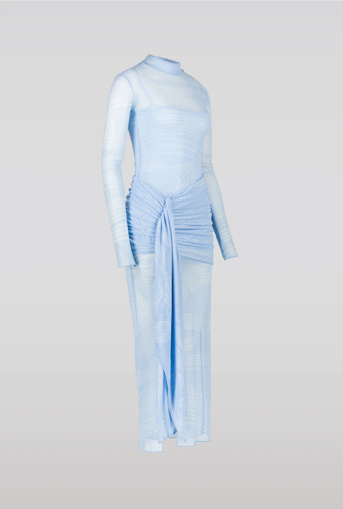 SAEMDI Draped Mesh Dress - Ice Blue - Image 5