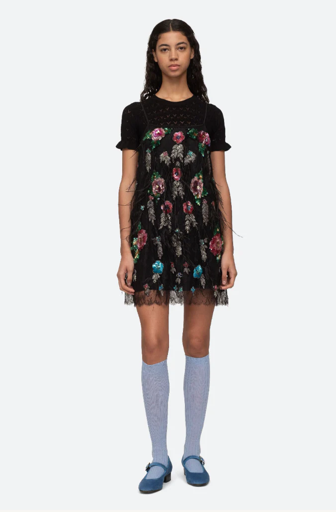 Sea NY Bethany Slip Dress - Black Multi - Image 5