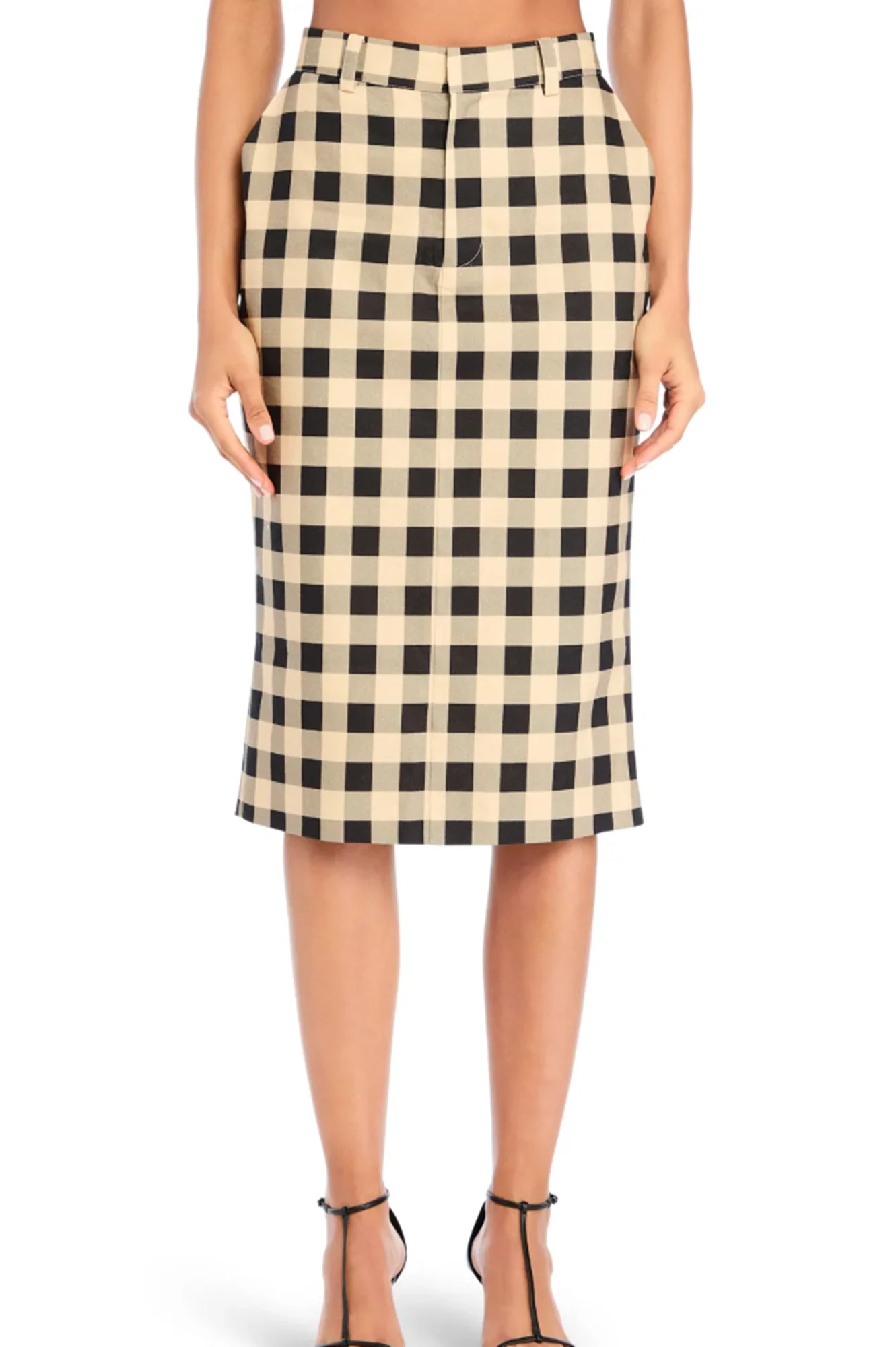 Ser.o.ya Carl Linen Midi Skirt Gingham Skirt - Image 2